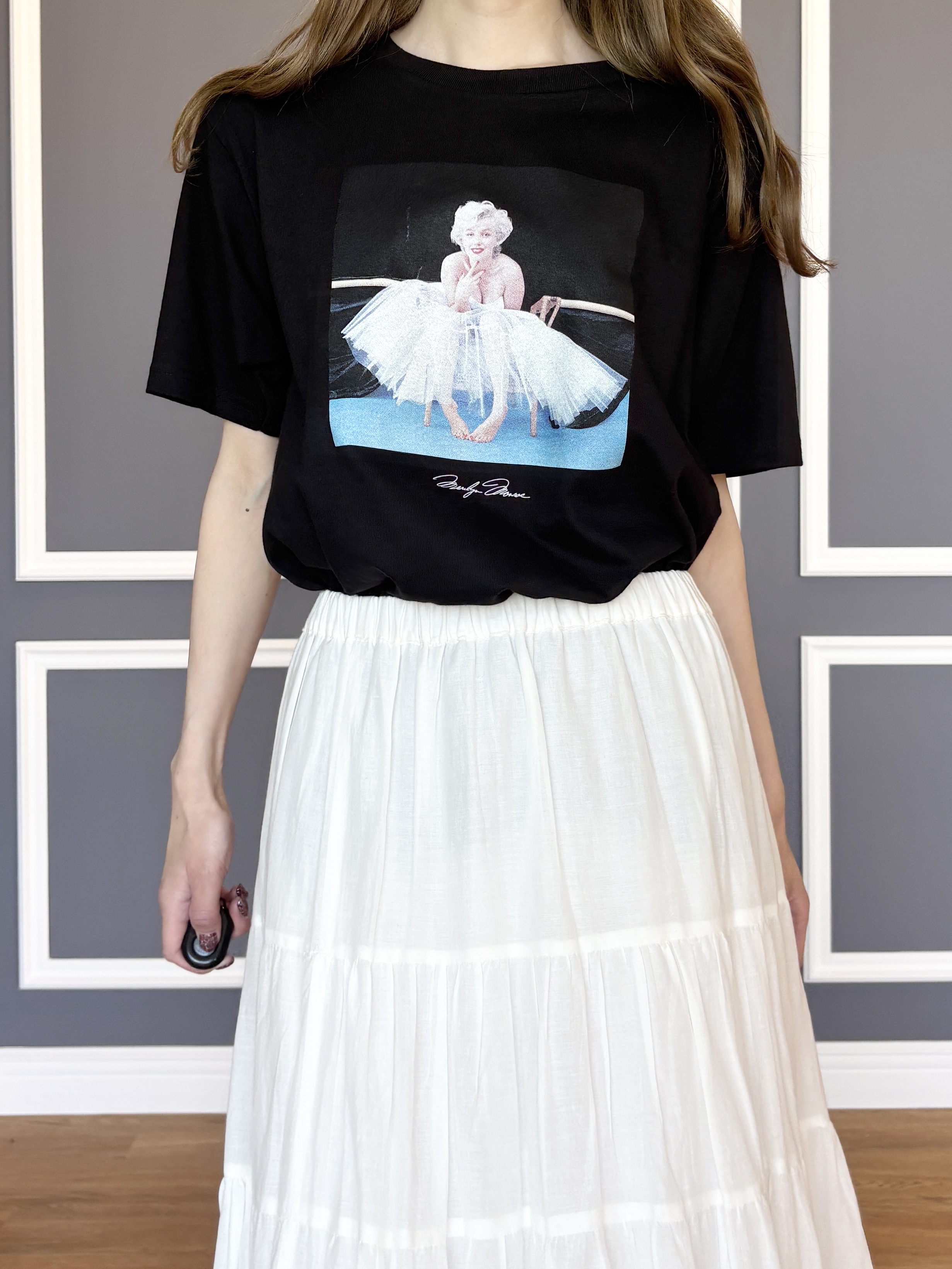 清水夏姫さんの「DRESSTERIOR｜シアーデニムシャツ」を使ったコーディネート