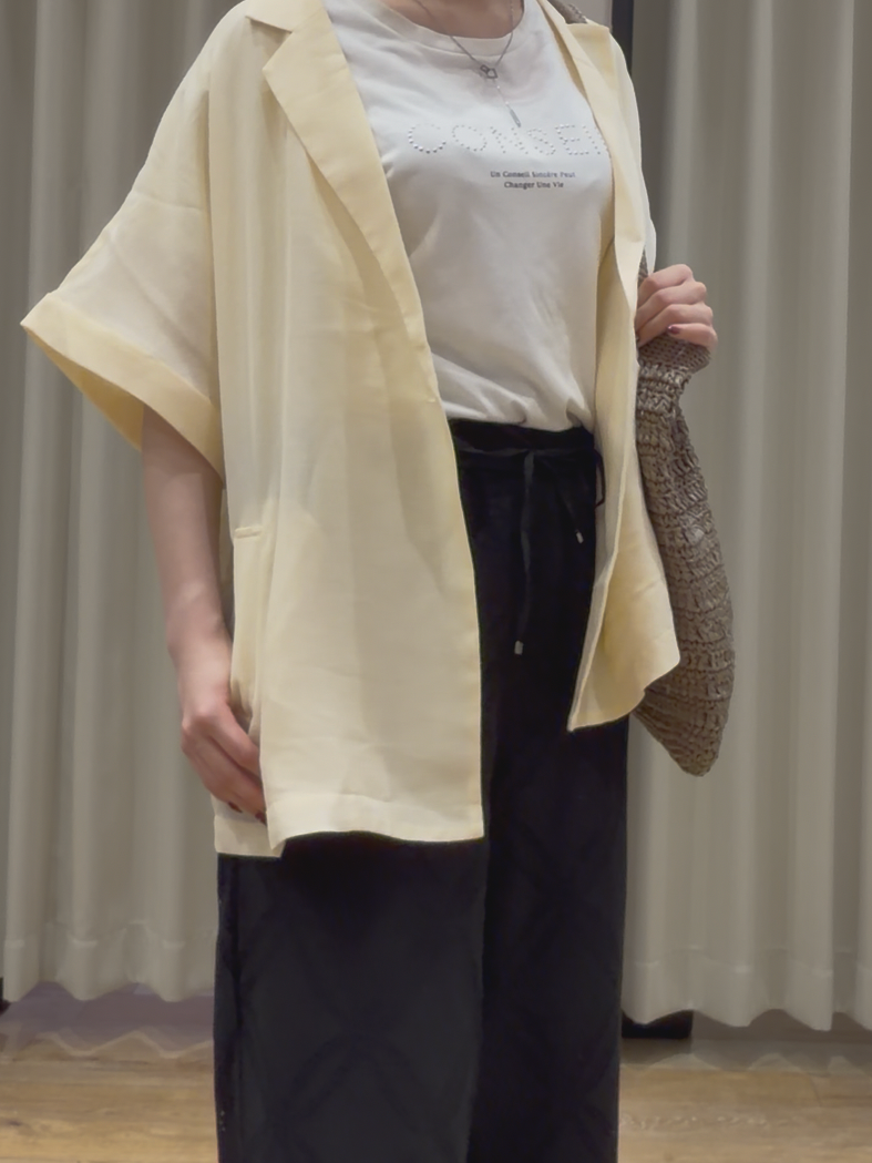 RUKAさんの「grove｜【洗濯機OK・ひんやり/SETUP可】シワになりにくいハーフスリーブジャケット」を使ったコーディネート