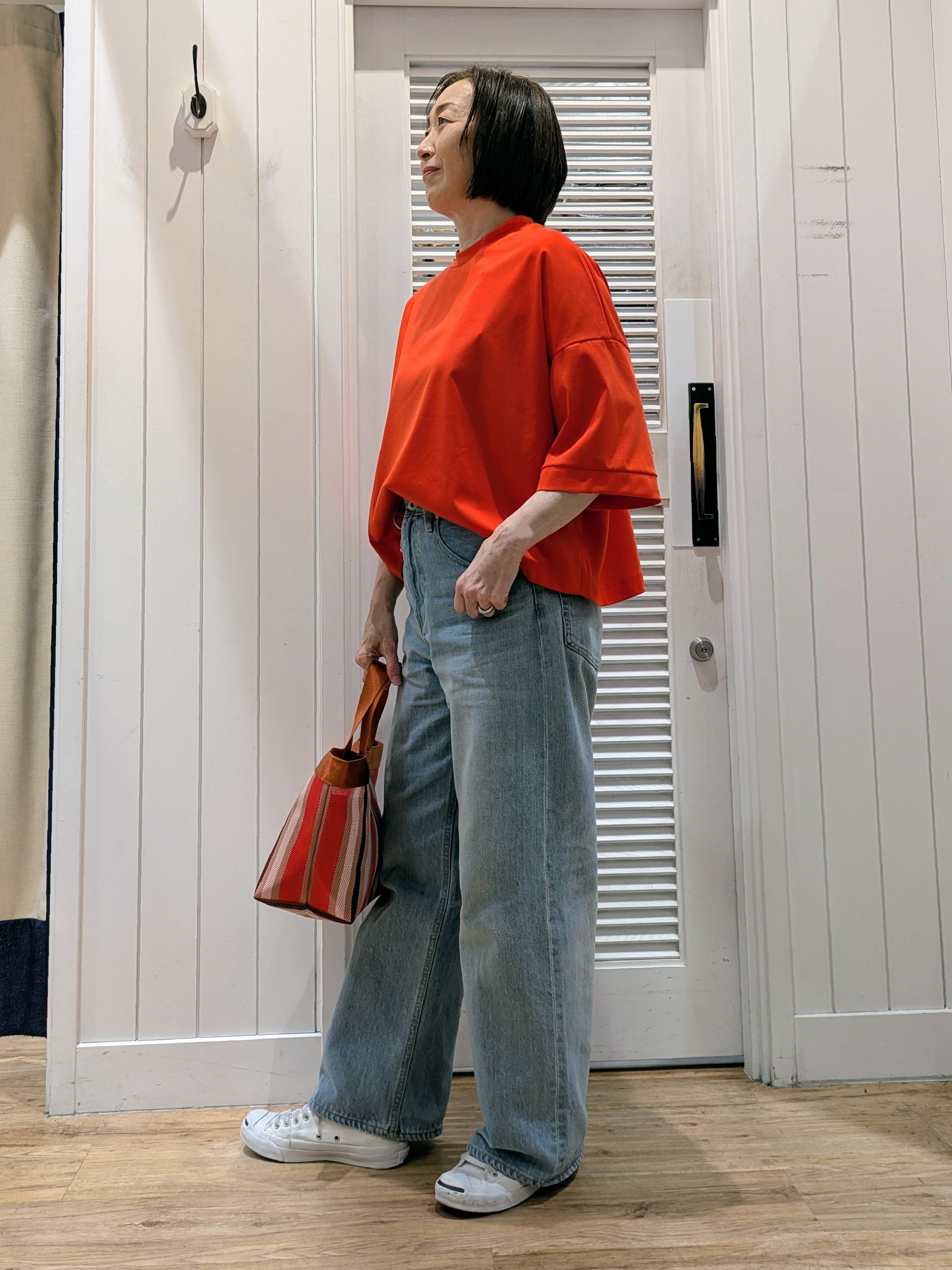 Asaさんの「Dessin｜【新色追加/体型カバー】美光沢カットソーボクシーシルエット」を使ったコーディネート