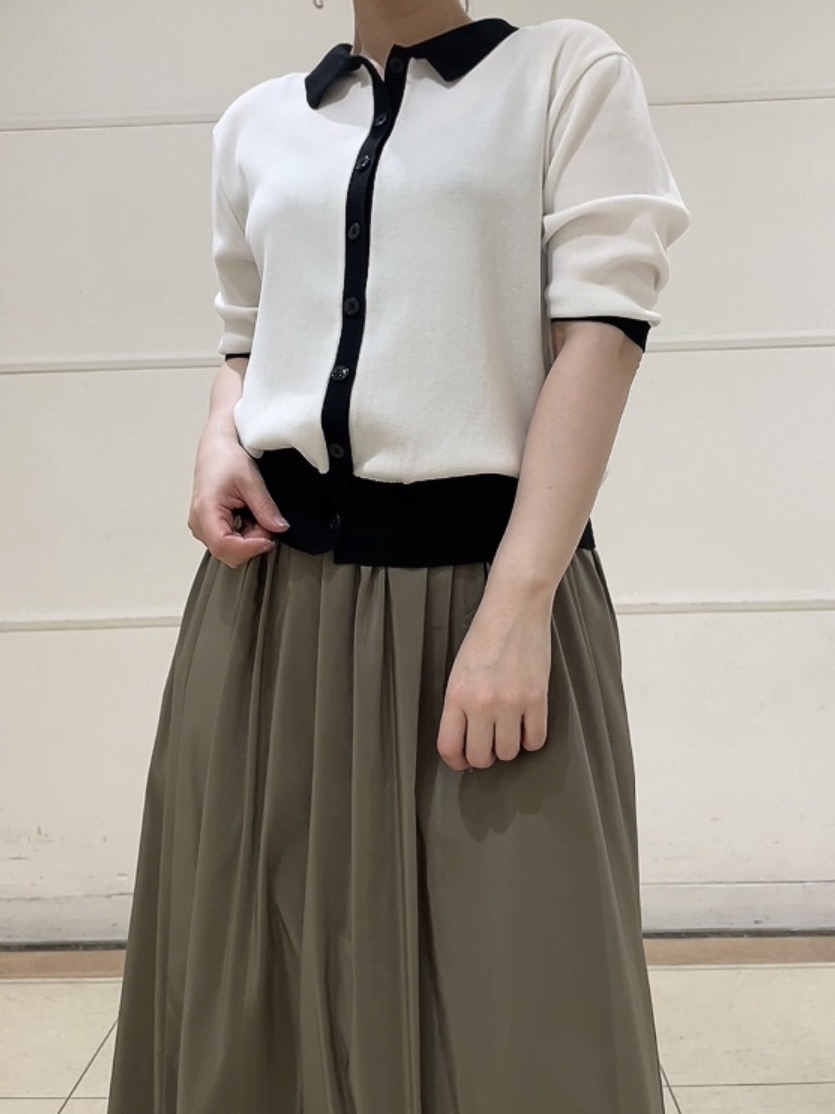 watanabeさんの「UNTITLED｜【バイカラー】衿付きシャツ風ニット」を使ったコーディネート