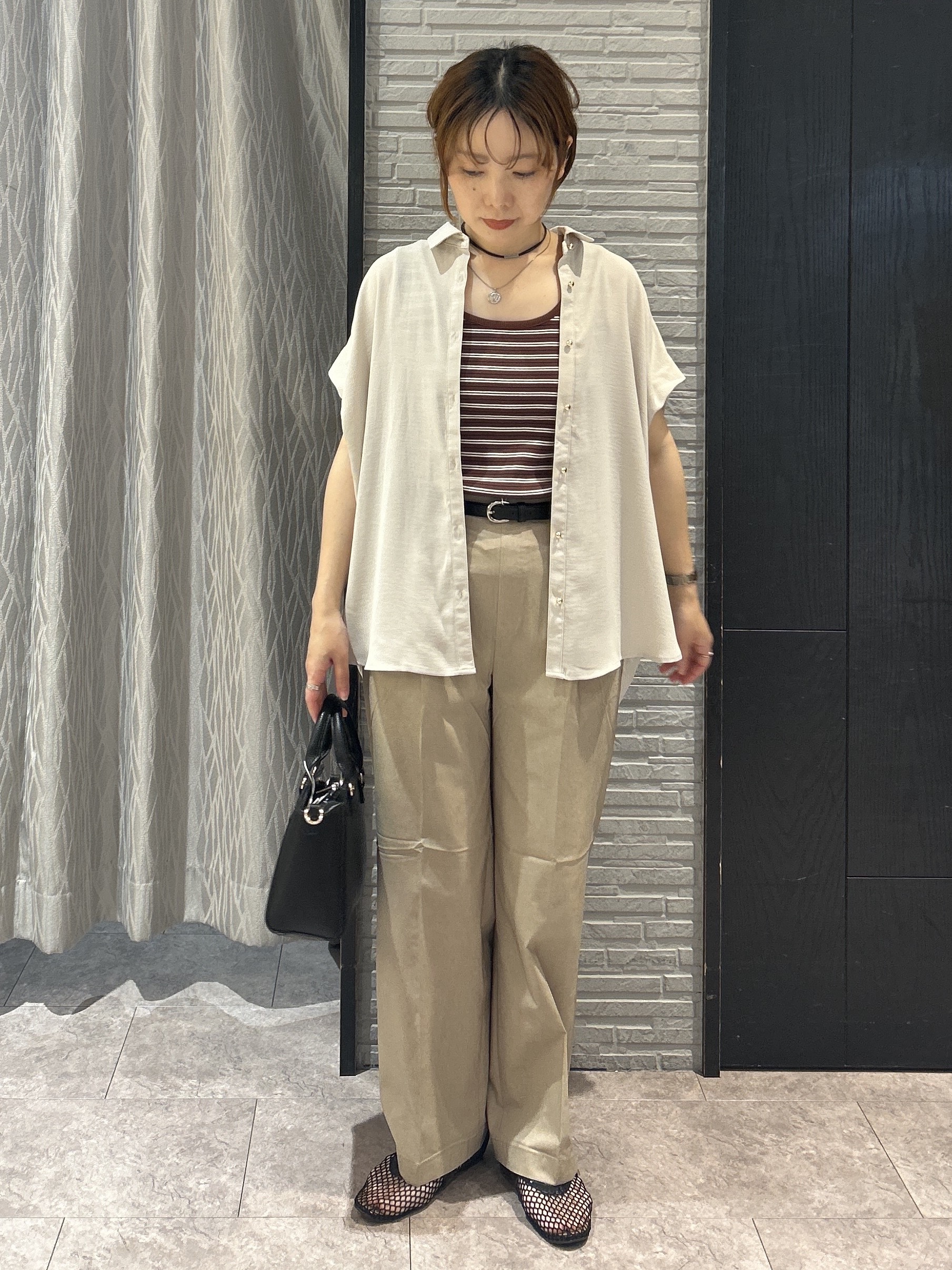 ga_riさんの「THE SHOP TK｜【ひんやり/防しわ/UV/吸水速乾】襟付き フレンチスリーブシャツ」を使ったコーディネート