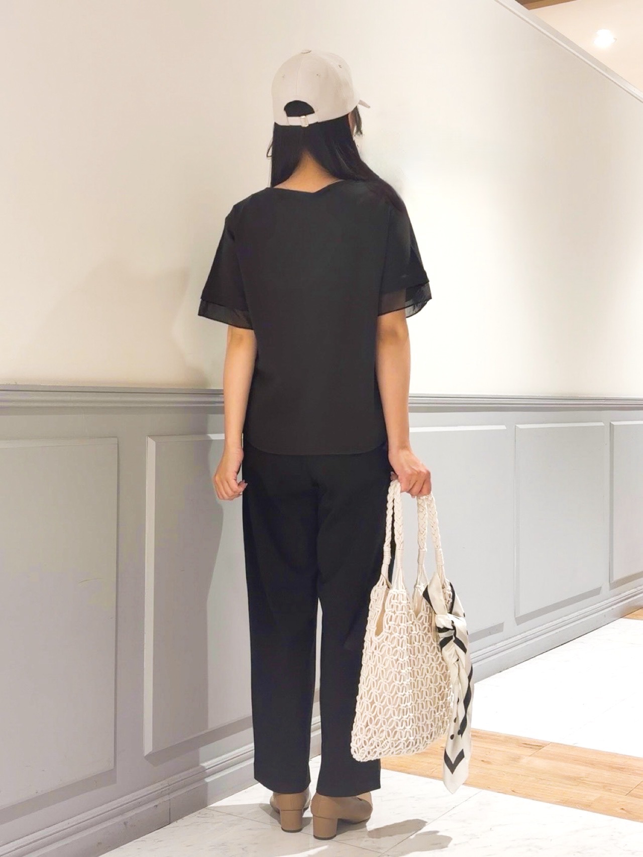 chihaさんの「grove｜【二の腕カバー/UVカット・ひんやり】袖口シアースクエアネックTシャツ」を使ったコーディネート