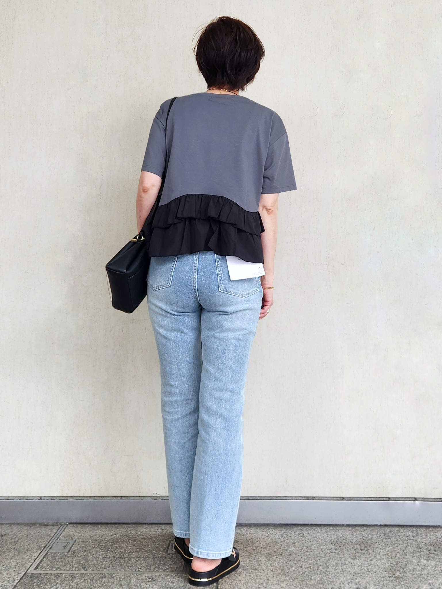 milkyさんの「OPAQUE.CLIP｜裾フリルドッキングTシャツ【洗濯機OK】」を使ったコーディネート