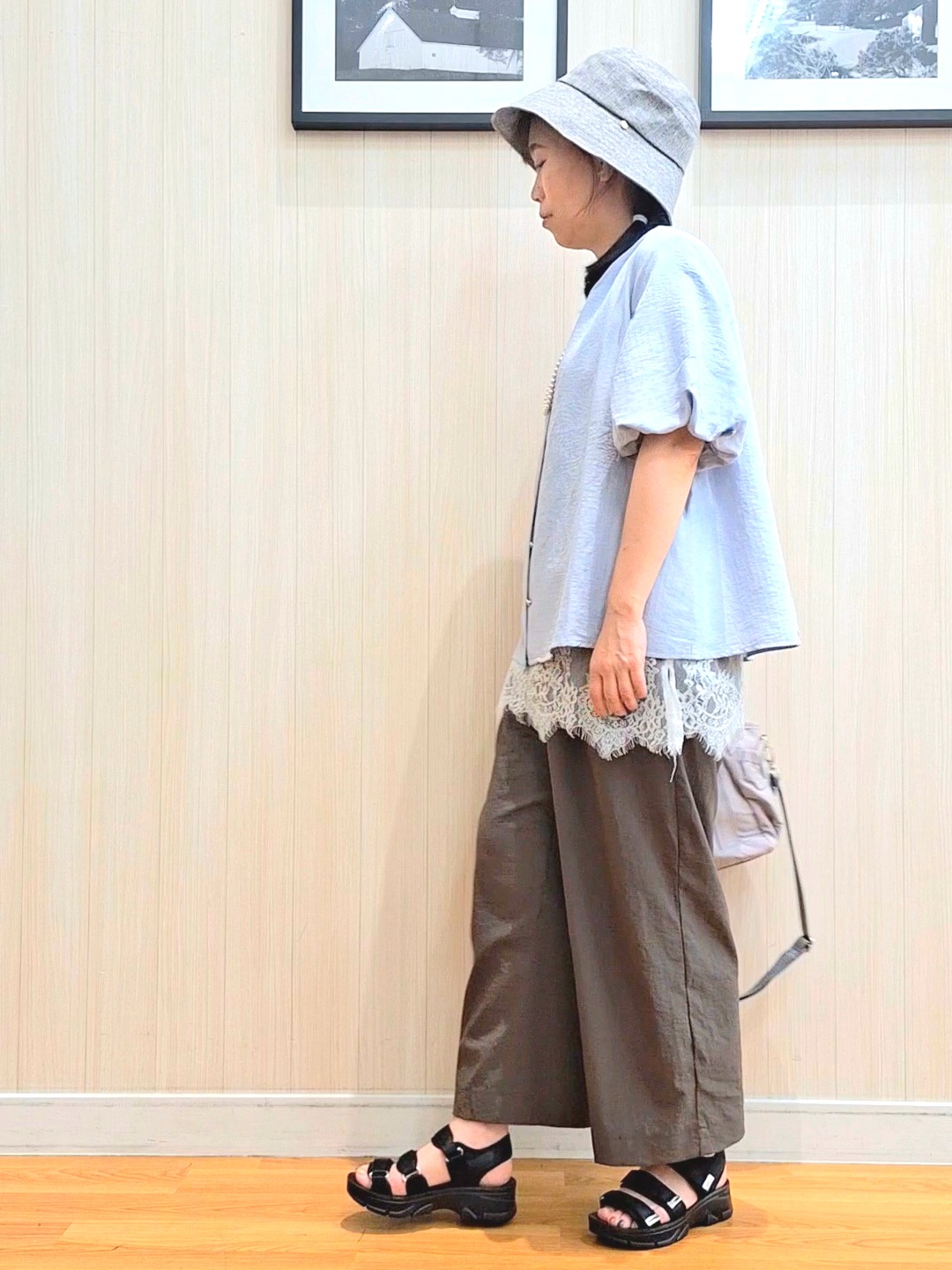Saoさんの「SHOO･LA･RUE｜【S-LL/洗濯機可】バルーンスリーブ　キーネックブラウス」を使ったコーディネート
