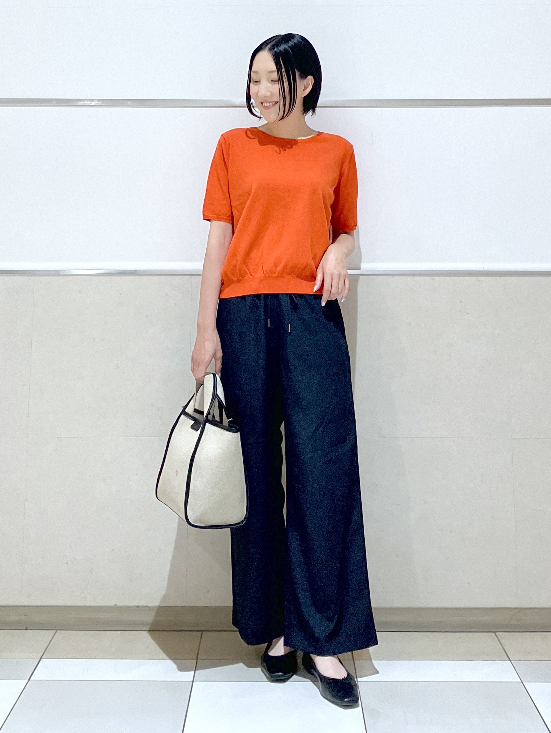 eriko さんの「Dessin｜【9色展開/接触冷感/UVカット】ドライタッチサマーニットT」を使ったコーディネート