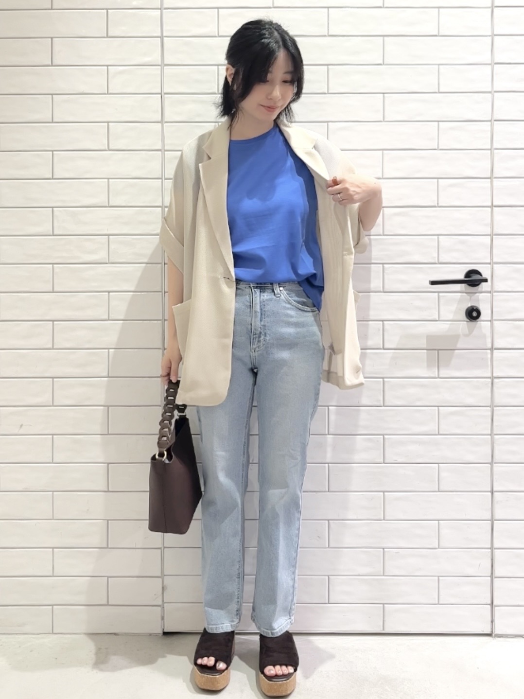 しおりさんの「OPAQUE.CLIP｜メッシュテーラードジャケット【洗濯機OK】」を使ったコーディネート