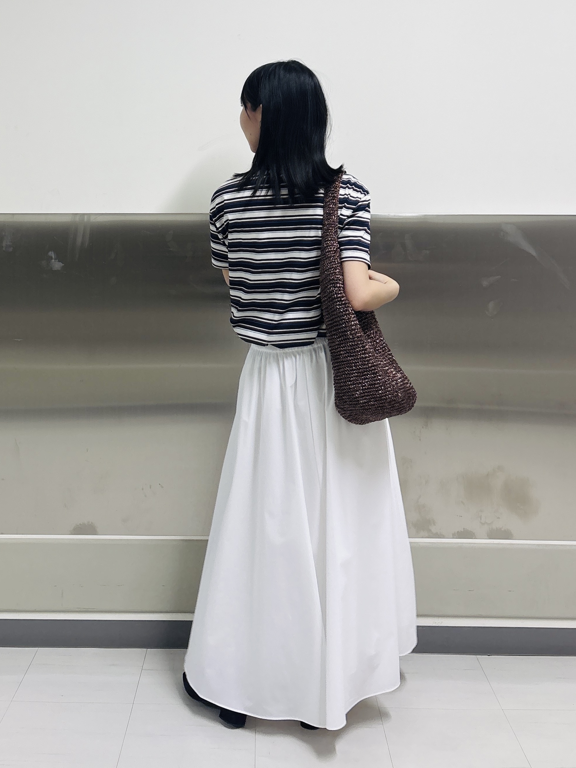 Yoshimiさんの「INDIVI｜【ゆったり／着映え】ボーダーリラクシーTシャツ」を使ったコーディネート
