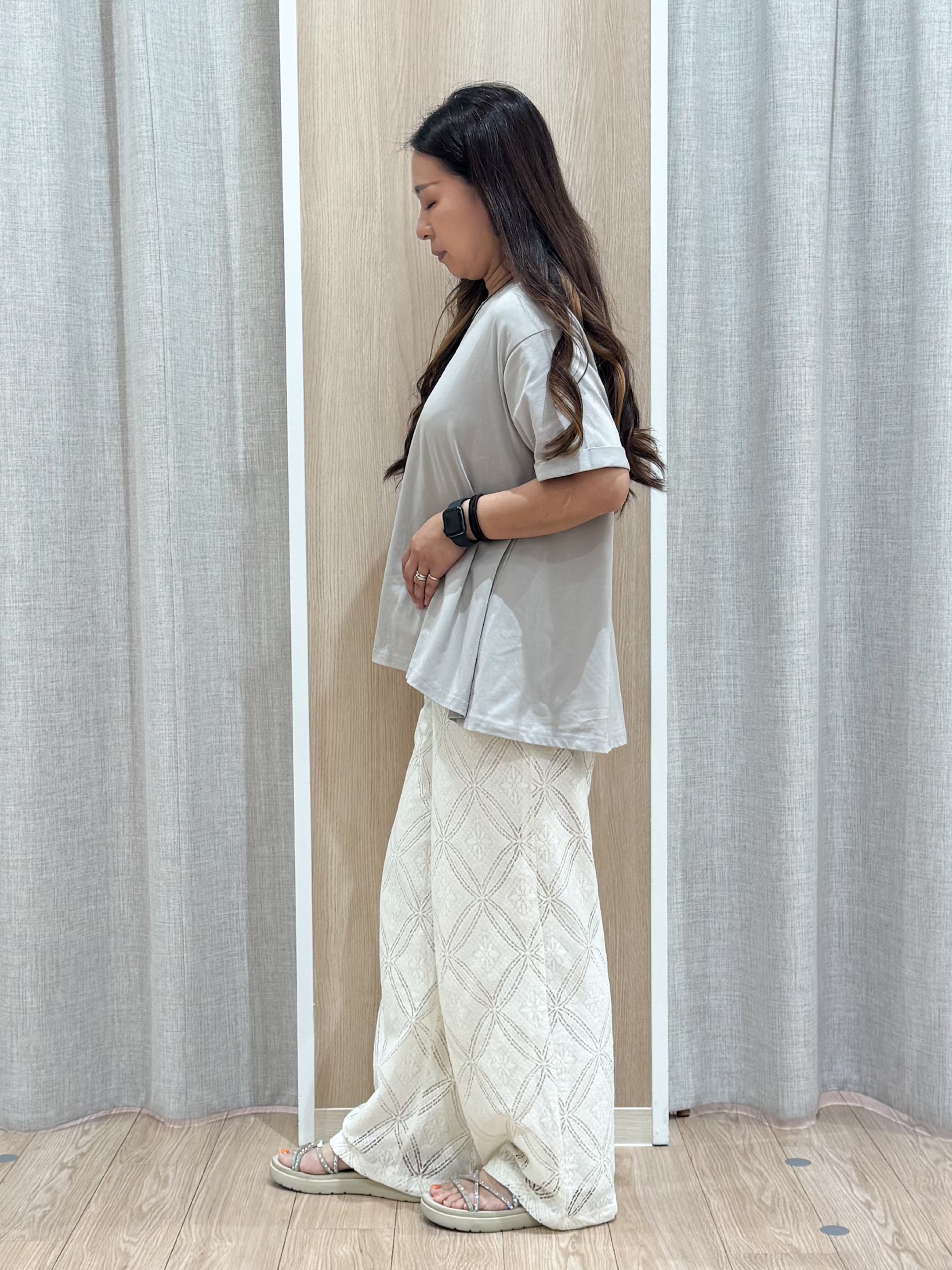 sachiさんの「grove｜【遮熱／吸水速乾／接触冷感／UVカット】フレアシルエットTシャツ」を使ったコーディネート