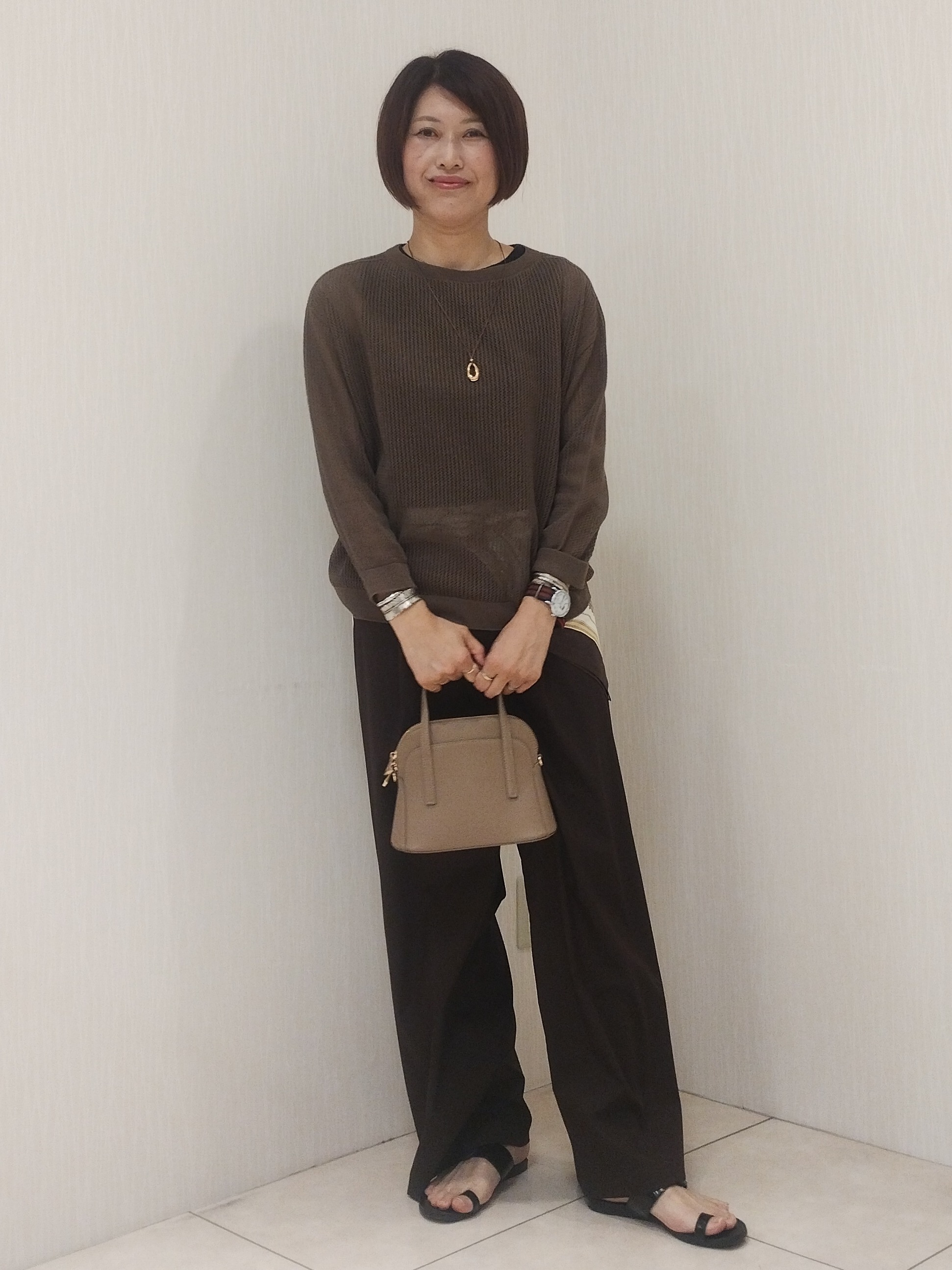 u&minus;macoさんの「UNTITLED｜シアーメッシュニット」を使ったコーディネート