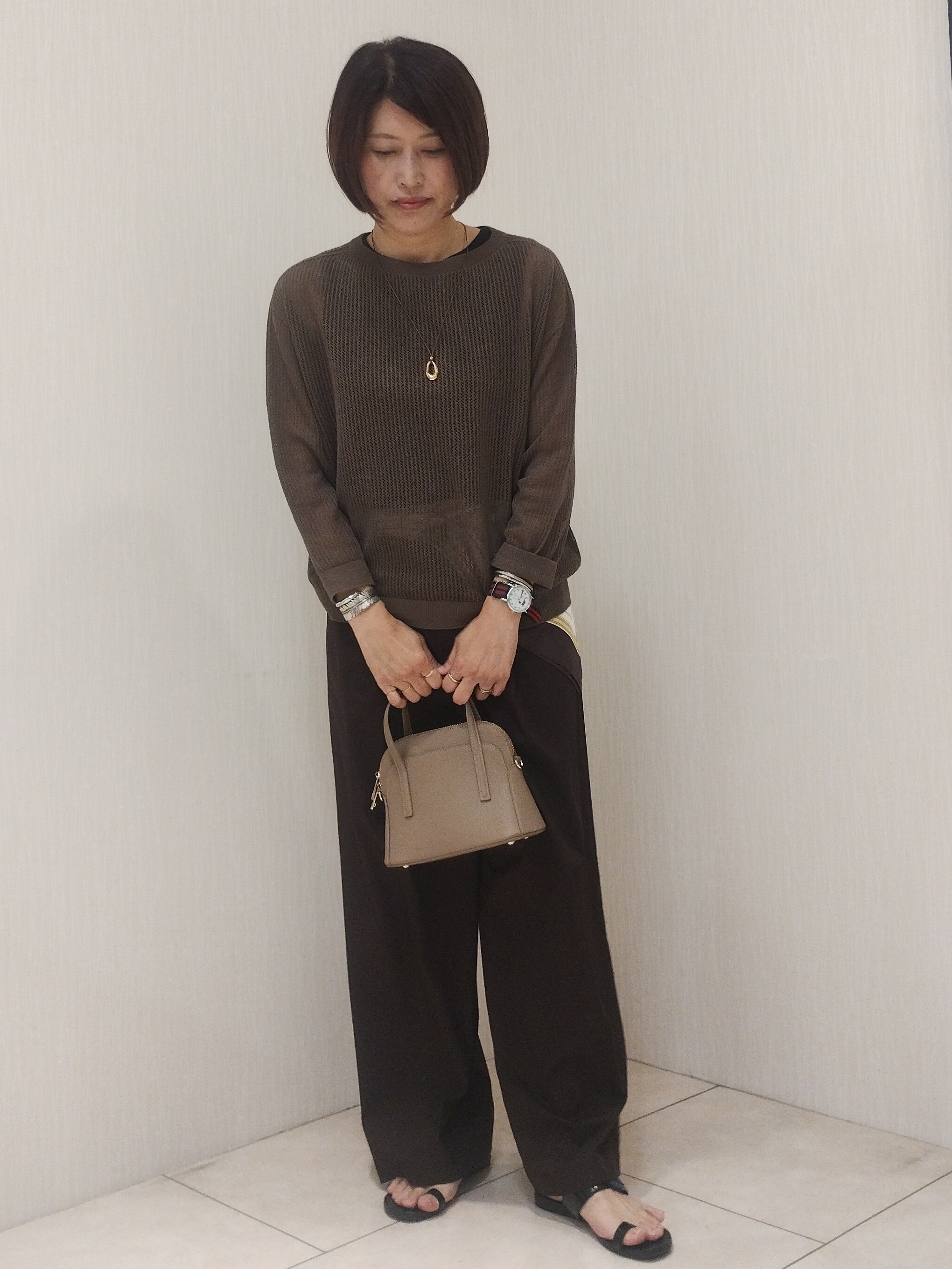 u&minus;macoさんの「UNTITLED｜シアーメッシュニット」を使ったコーディネート