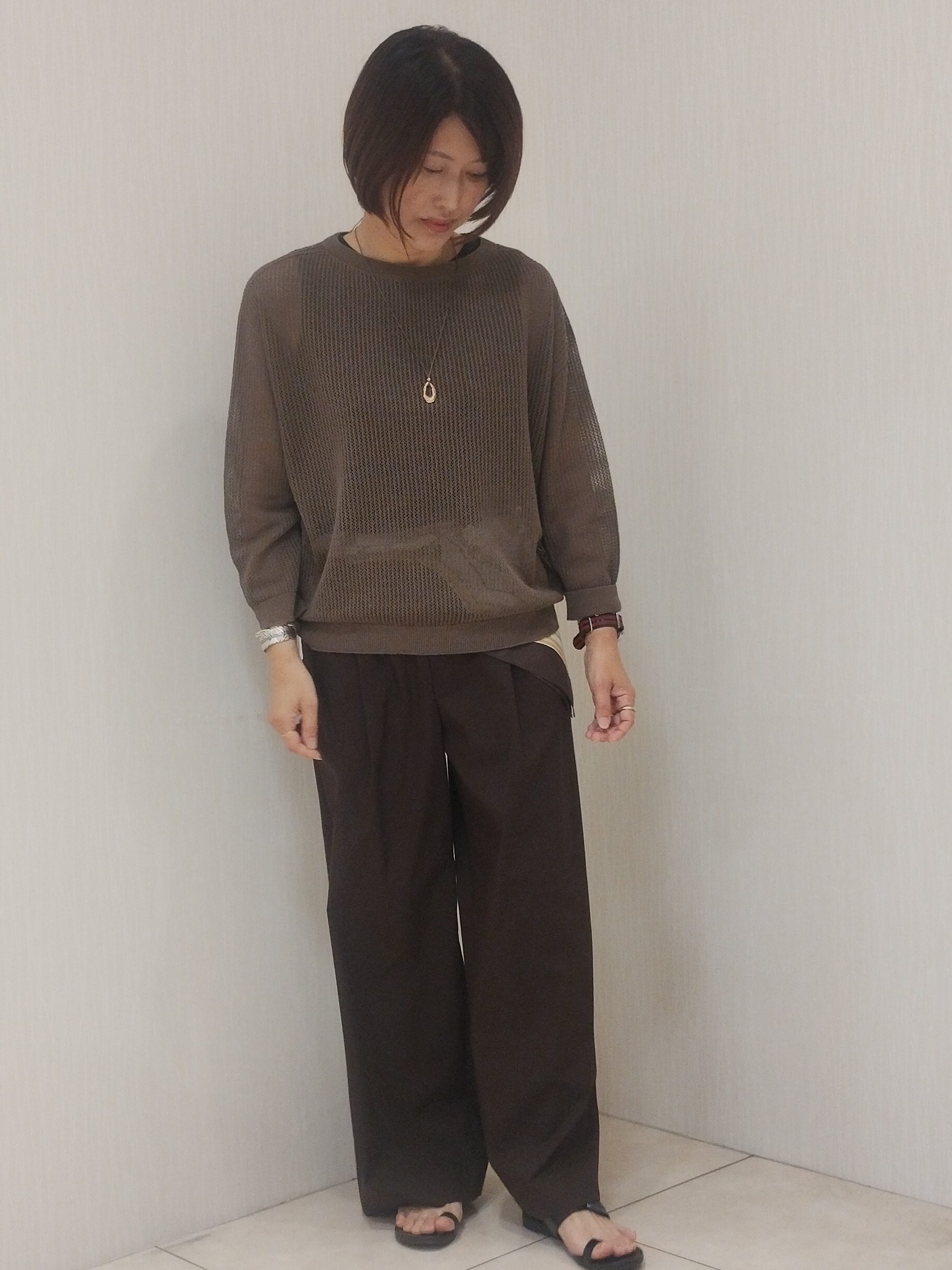 u&minus;macoさんの「UNTITLED｜シアーメッシュニット」を使ったコーディネート