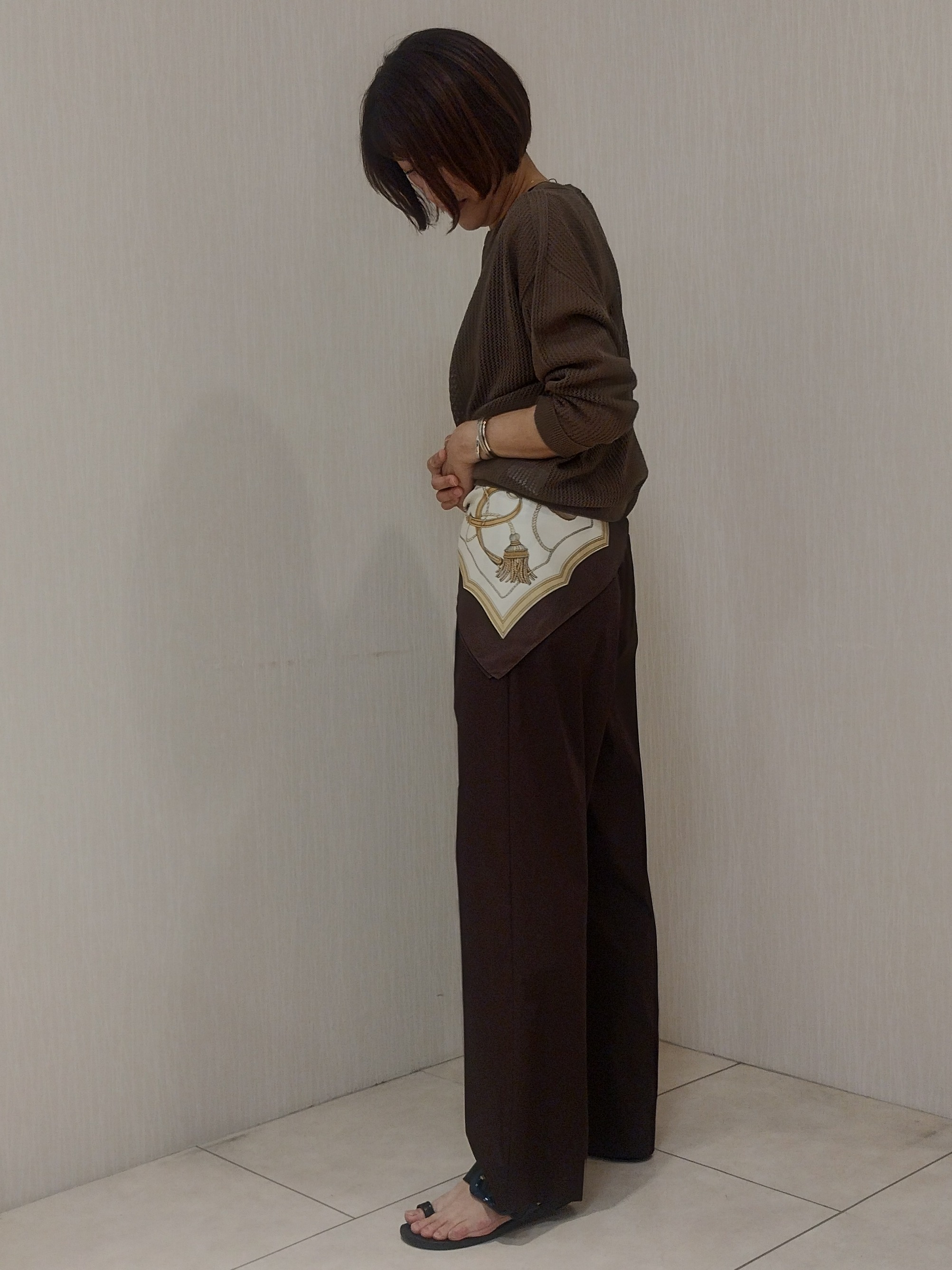 u&minus;macoさんの「UNTITLED｜シアーメッシュニット」を使ったコーディネート