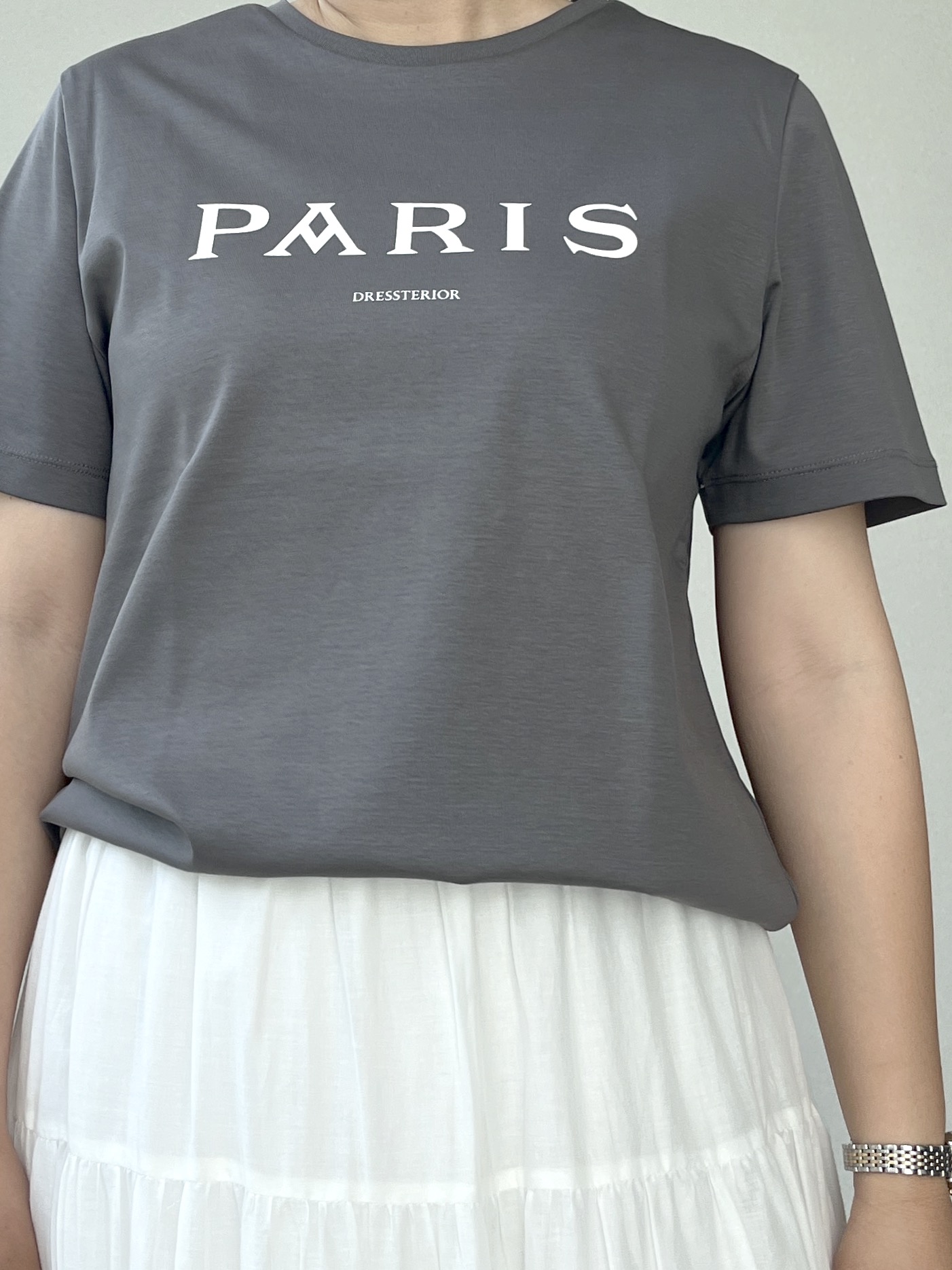 Soeさんの「DRESSTERIOR｜【接触冷感／抗菌防臭／消臭】アイスクリアコットン PARIS Tシャツ」を使ったコーディネート