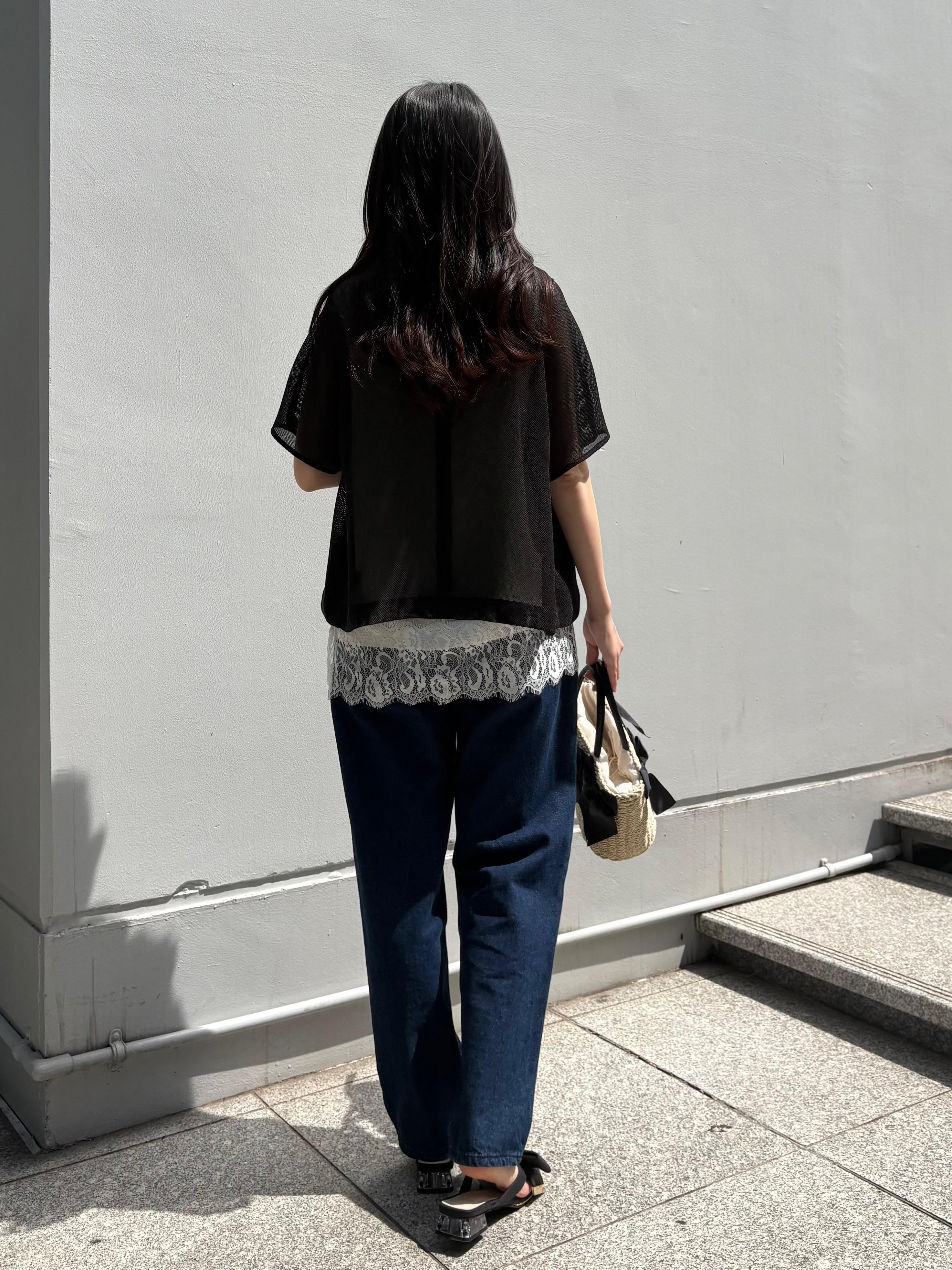 AOIさんの「Couture brooch｜【洗える】メッシュ調 半袖ジャケット」を使ったコーディネート
