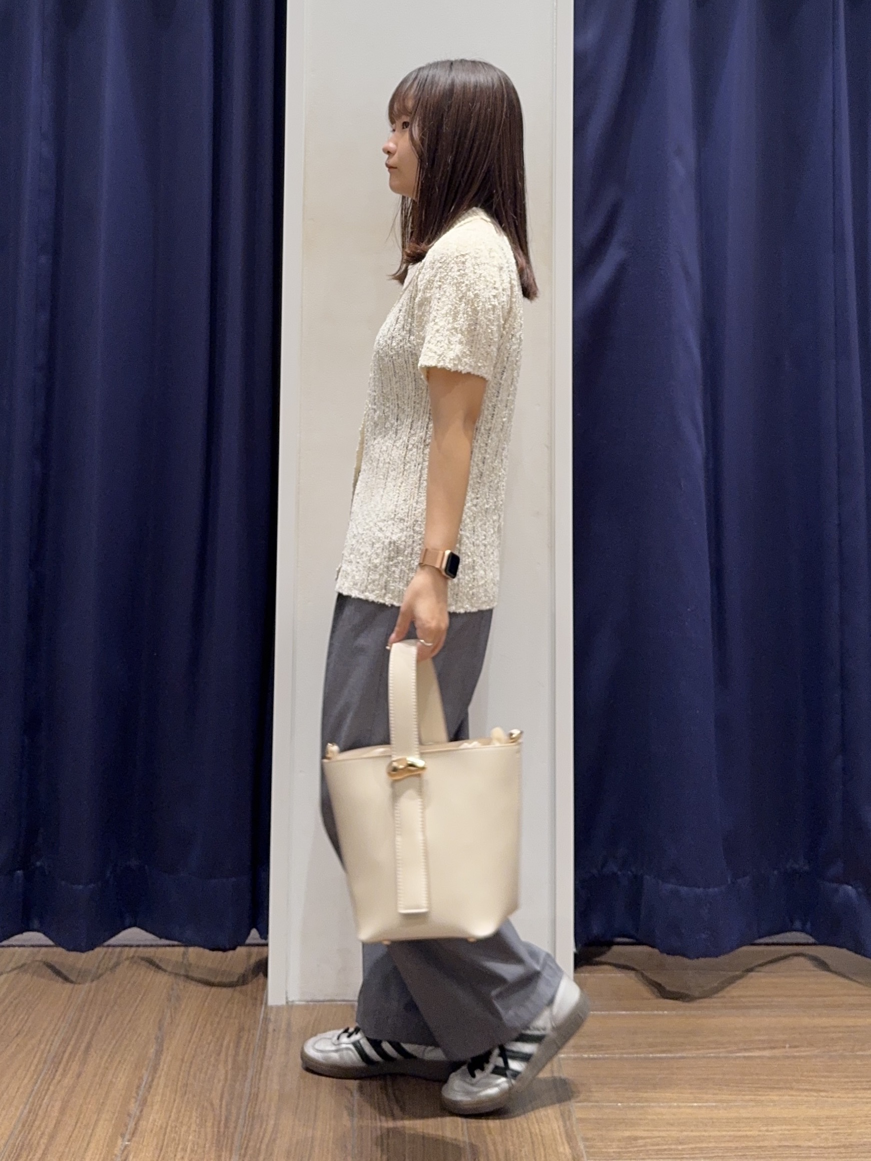cherryさんの「THE SHOP TK｜襟付きスラブサマーニット」を使ったコーディネート