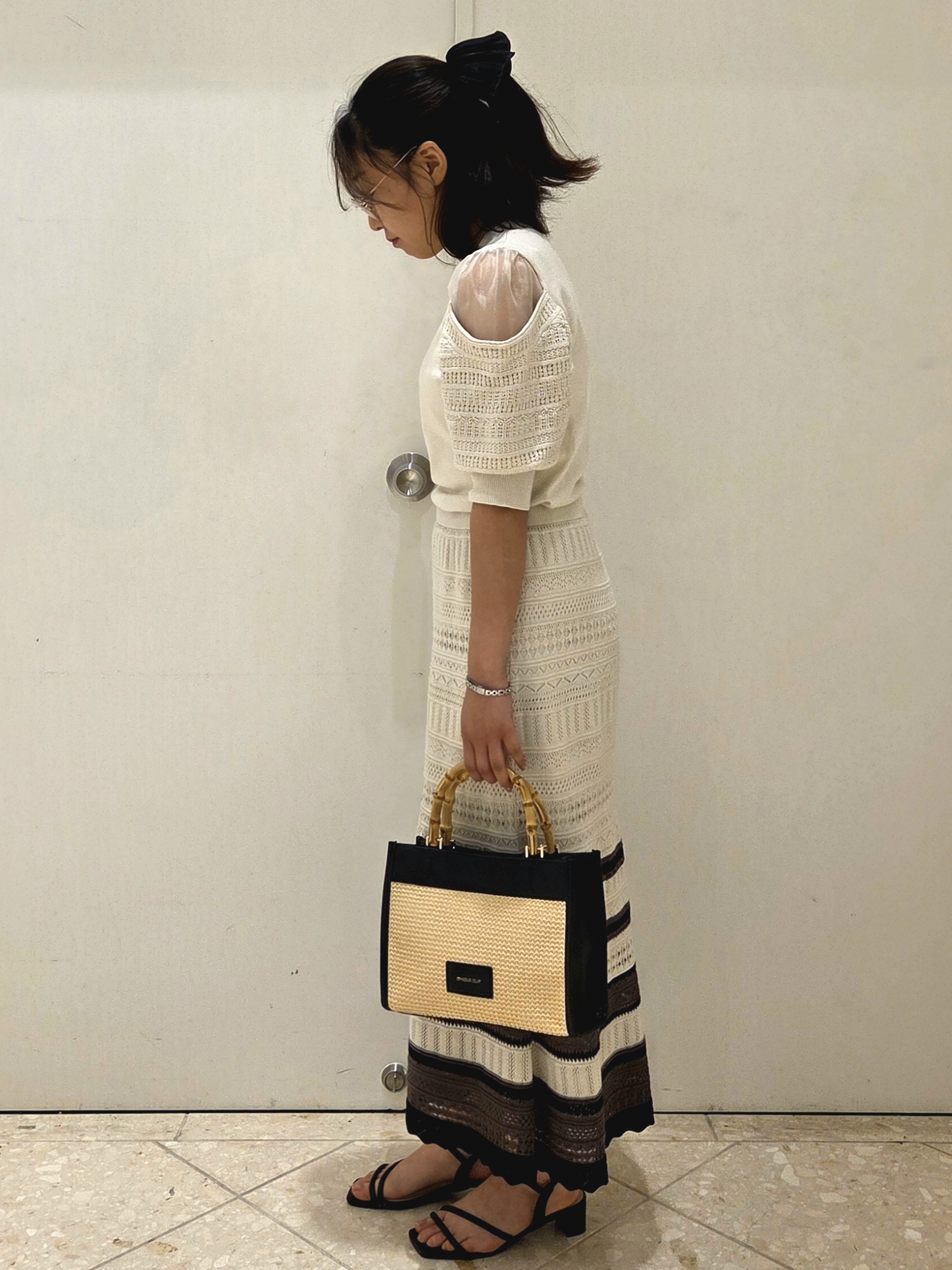 Sumiさんの「OPAQUE.CLIP｜肩シアー柄編みニット【洗濯機OK／抗ピル】」を使ったコーディネート