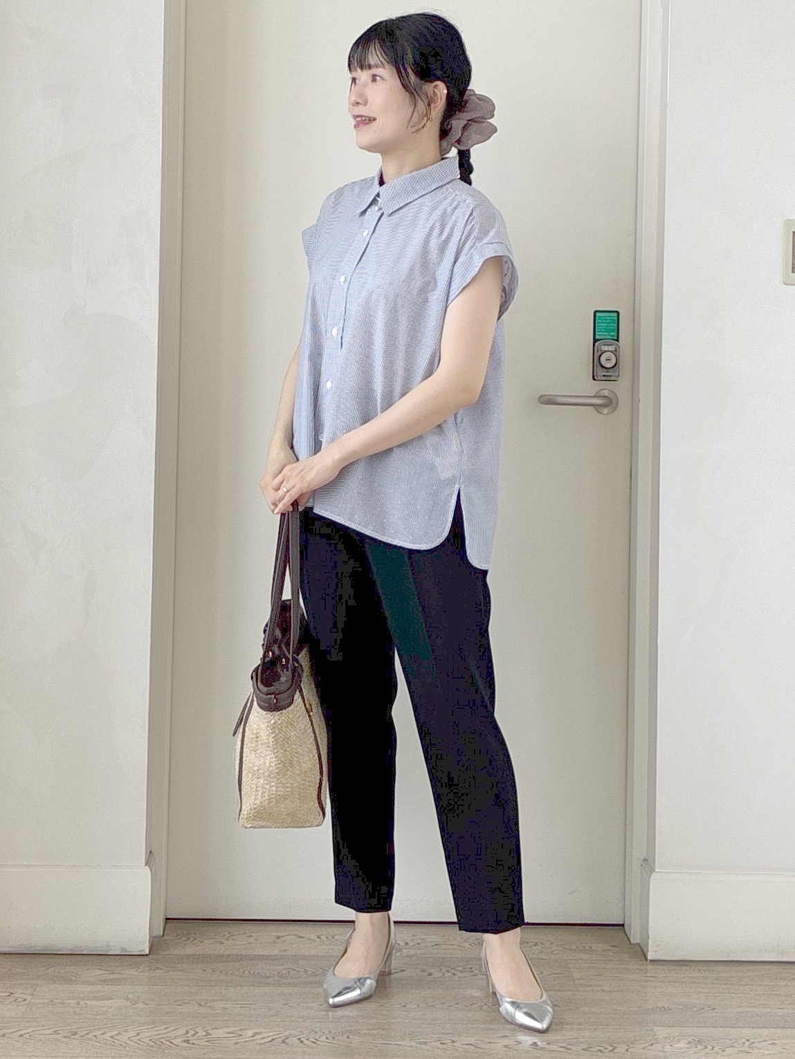  beni_gingerさんの「Reflect｜【接触冷感】フレンチスリーブシャツブラウス」を使ったコーディネート