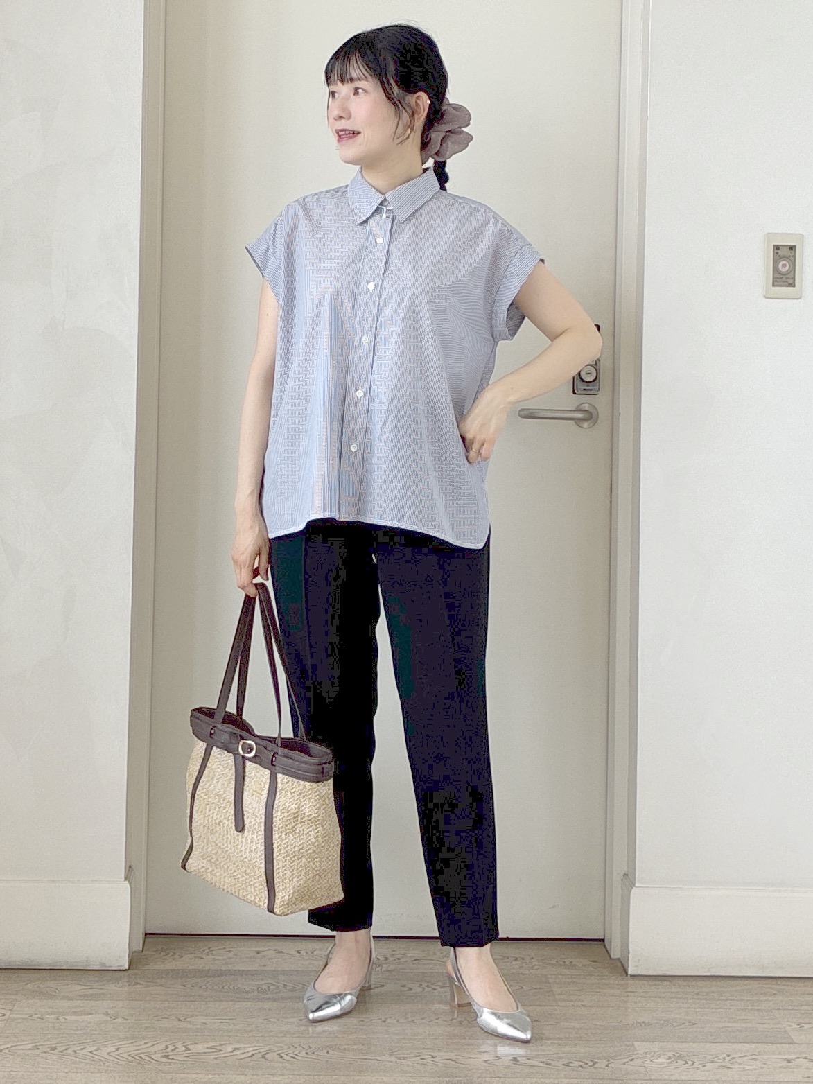  beni_gingerさんの「Reflect｜【接触冷感】フレンチスリーブシャツブラウス」を使ったコーディネート