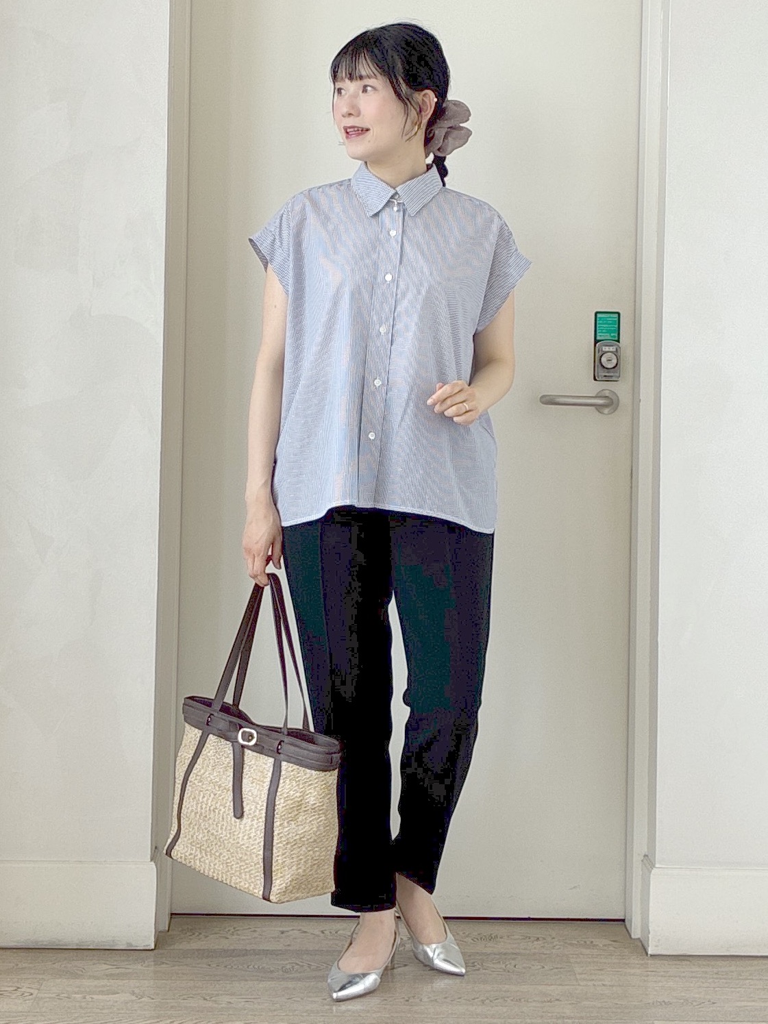  beni_gingerさんの「Reflect｜【接触冷感】フレンチスリーブシャツブラウス」を使ったコーディネート