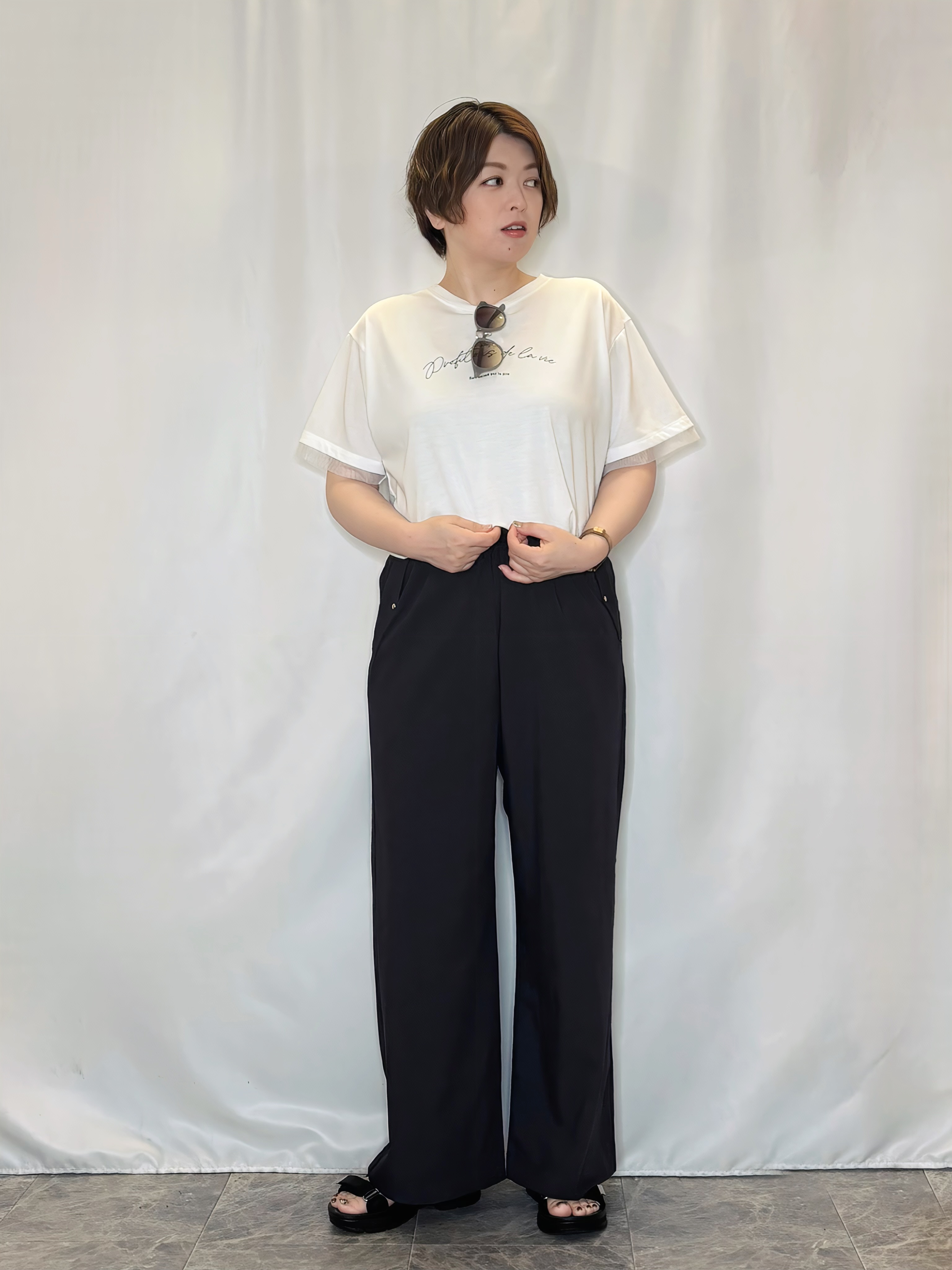 たみさんの「SHOO･LA･RUE｜【高レビュー/洗濯機可/セットアップ可】軽凛(かろりん) ひんやり半袖ジャケット」を使ったコーディネート