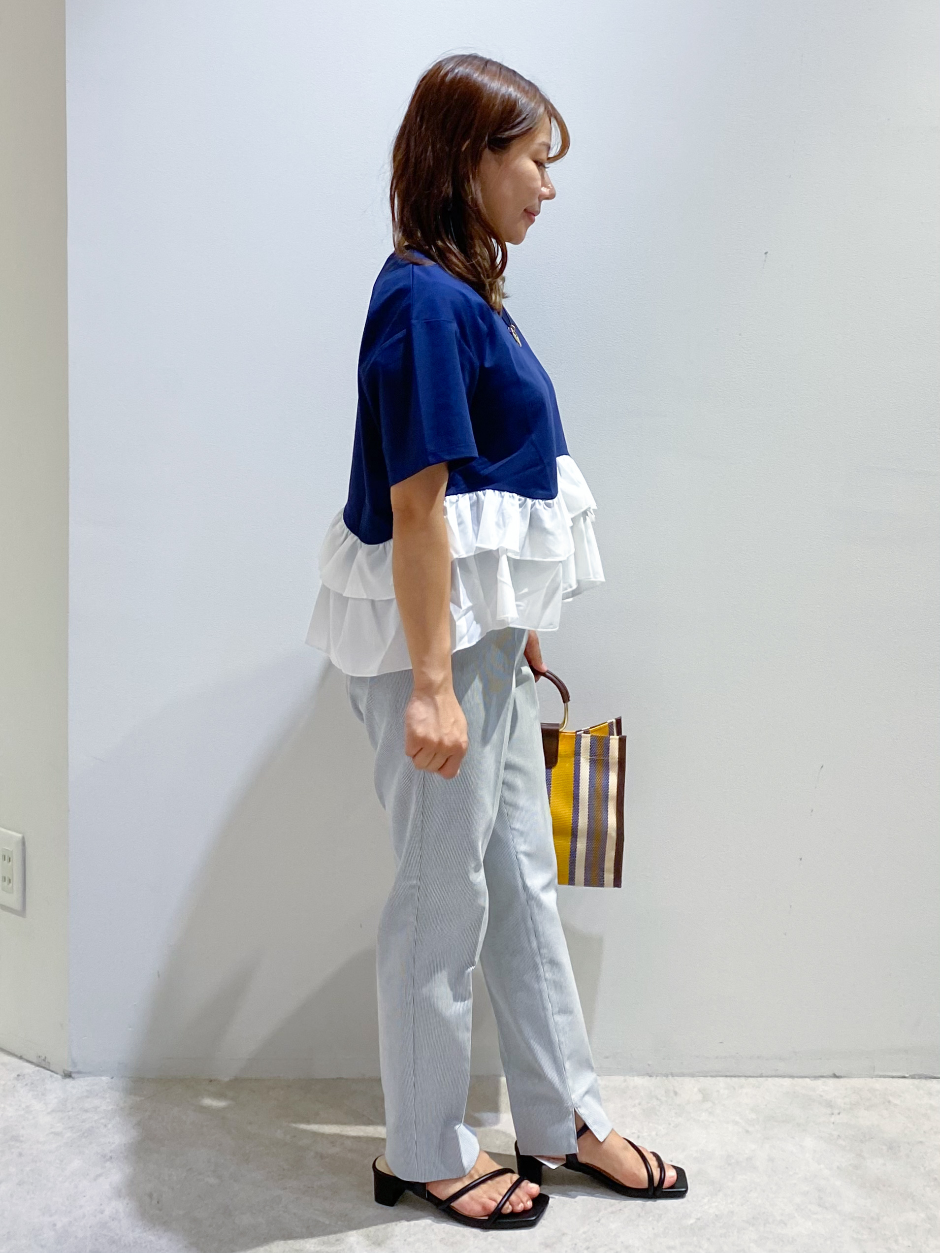 ちぃさんの「OPAQUE.CLIP｜裾フリルドッキングTシャツ【洗濯機OK】」を使ったコーディネート
