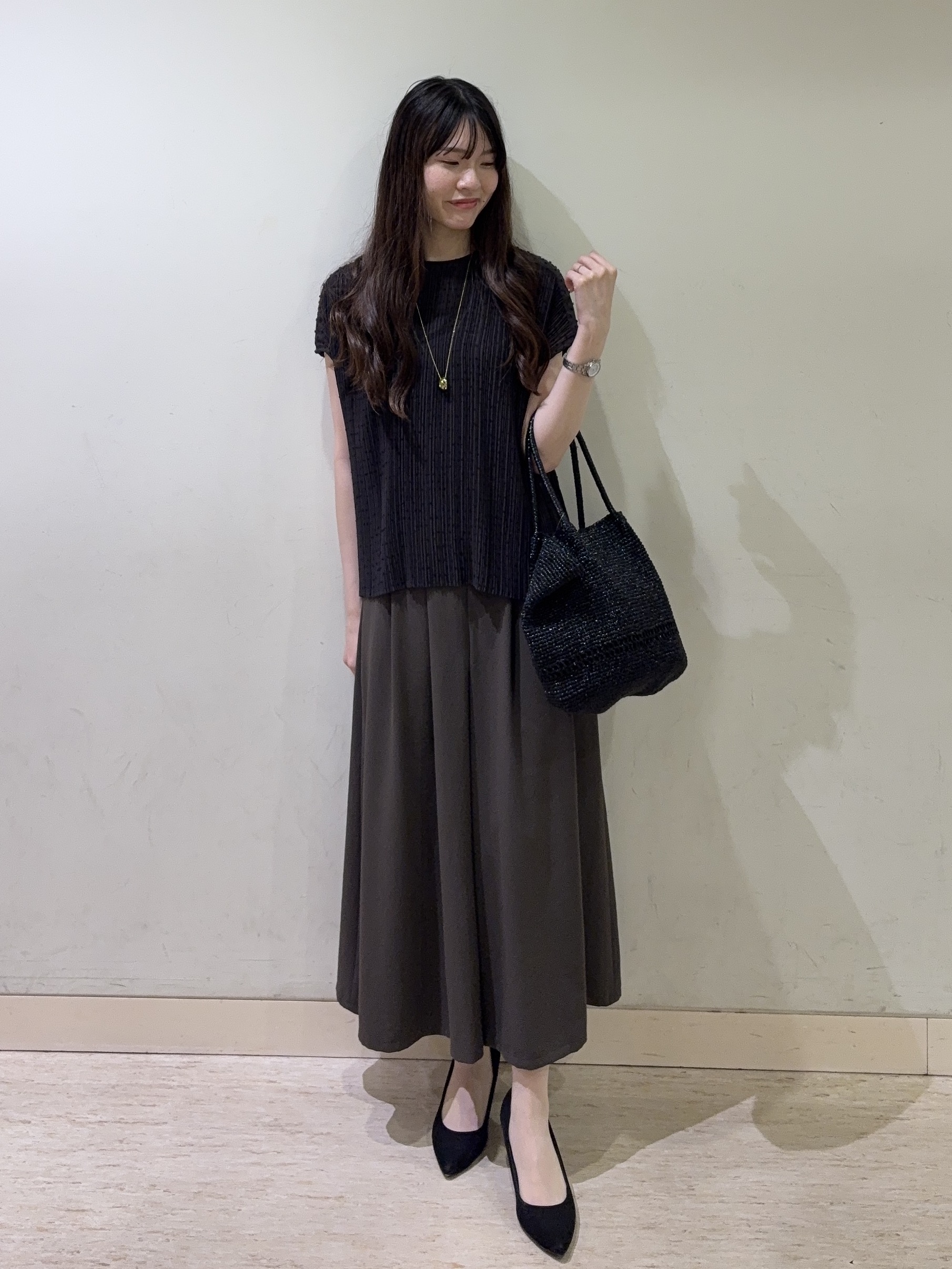 mayuさんの「UNTITLED｜【1枚で着映える】ドットジャガードブラウス」を使ったコーディネート