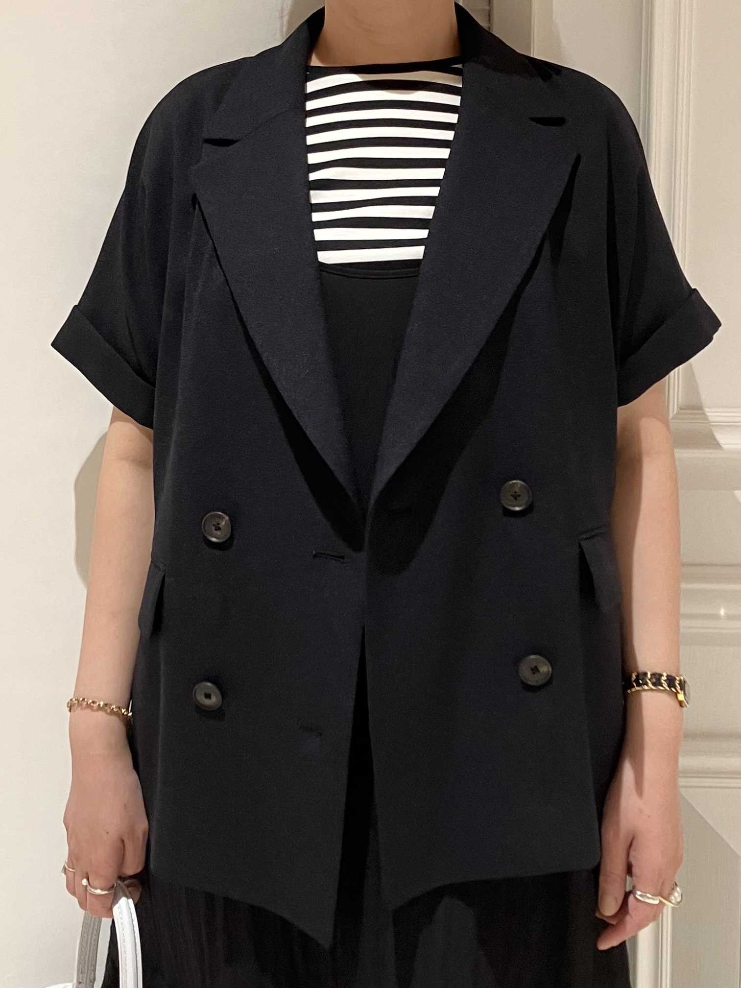 TAJIさんの「DRESSTERIOR｜【セットアップ可/UVカット/接触冷感/吸水速乾】ウォッシャブル リネンライクドルマンジャケット」を使ったコーディネート