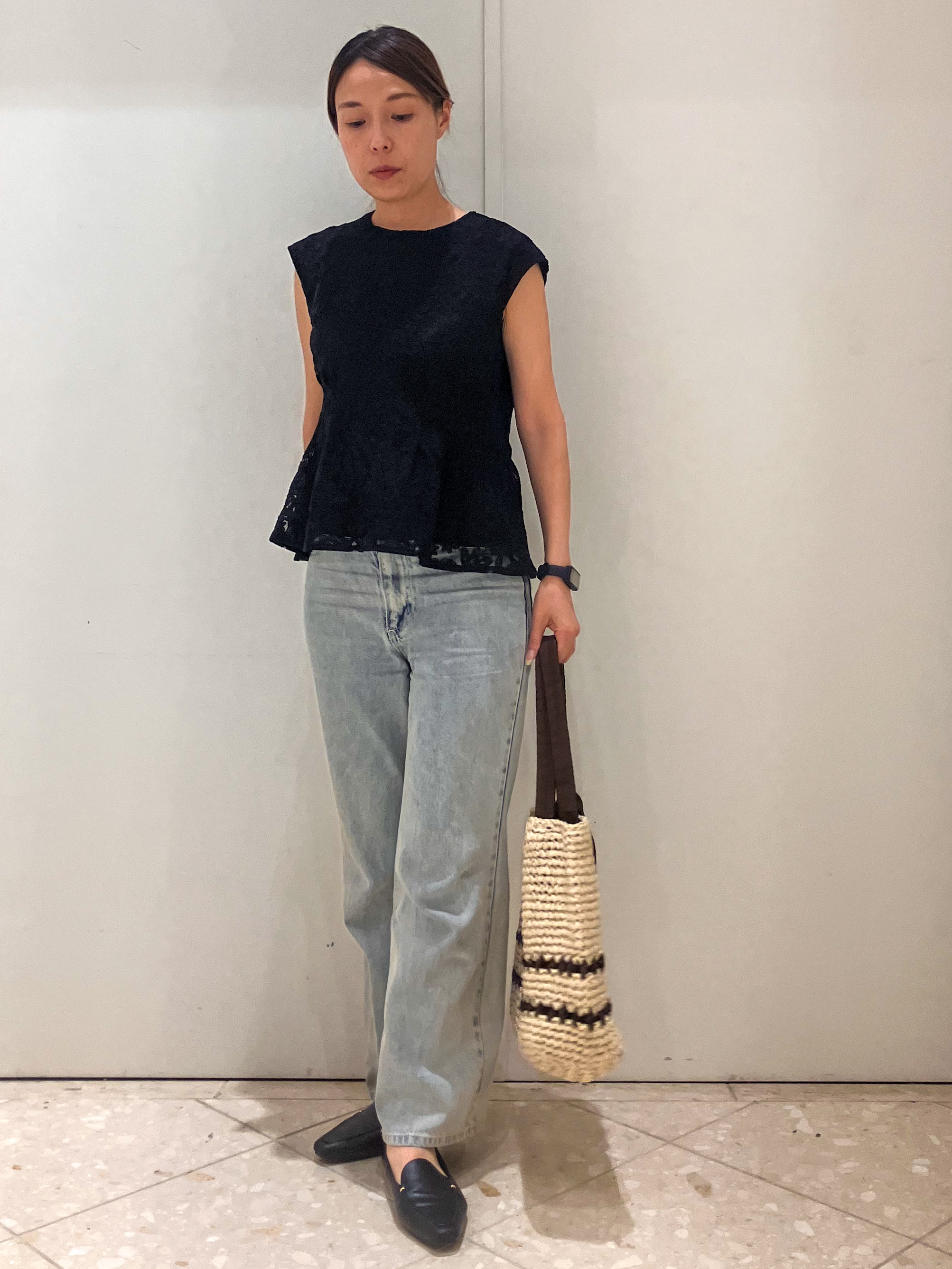  Maruさんの「OPAQUE.CLIP｜シアーフラワー刺繍ペプラムブラウス【イージーアイロン／洗濯機OK】」を使ったコーディネート