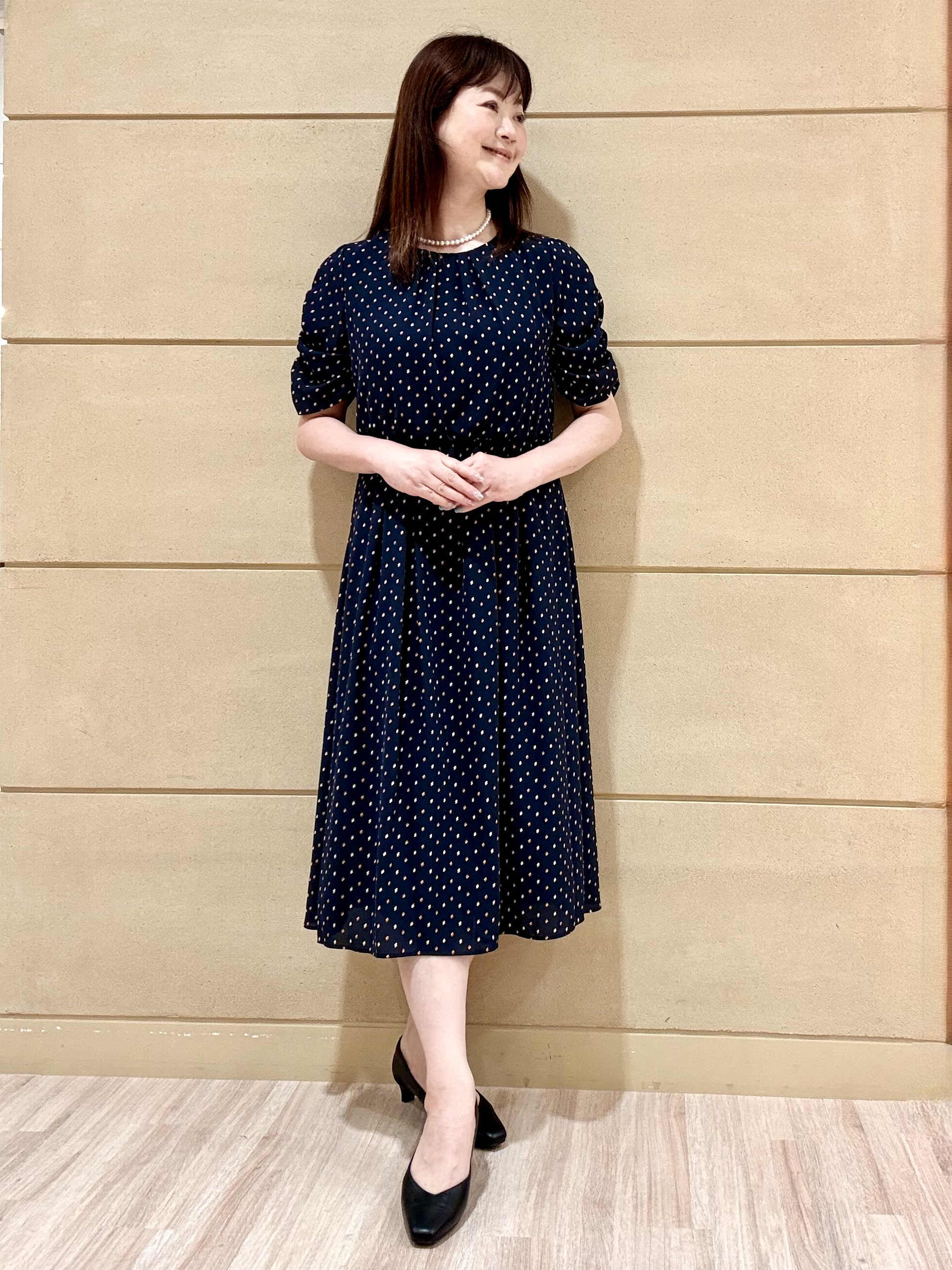 Marさんの「Reflect｜小紋柄ジョーゼットワンピース」を使ったコーディネート
