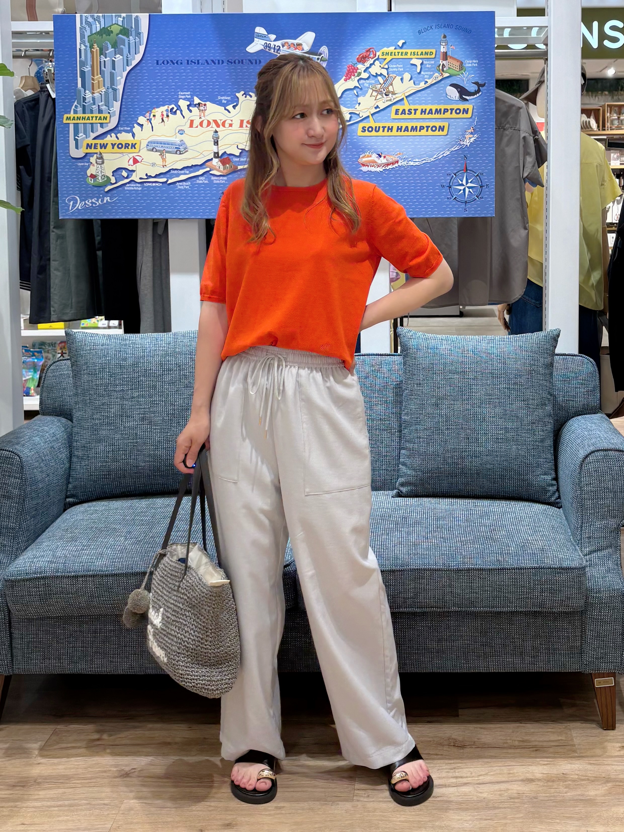 yuinaさんの「Dessin｜【9色展開/接触冷感/UVカット】ドライタッチサマーニットT」を使ったコーディネート
