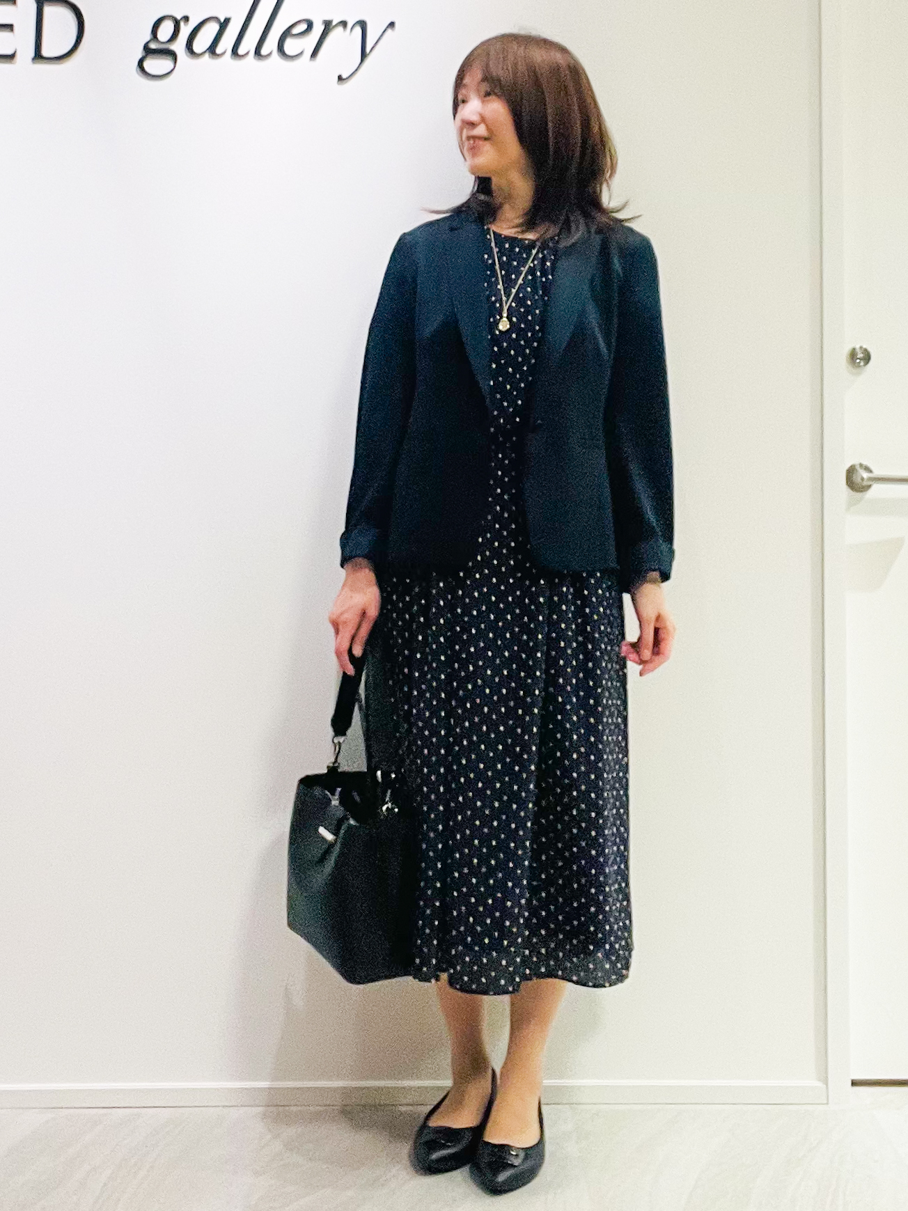 めいさんの「UNTITLED｜小紋柄ジョーゼットワンピース」を使ったコーディネート