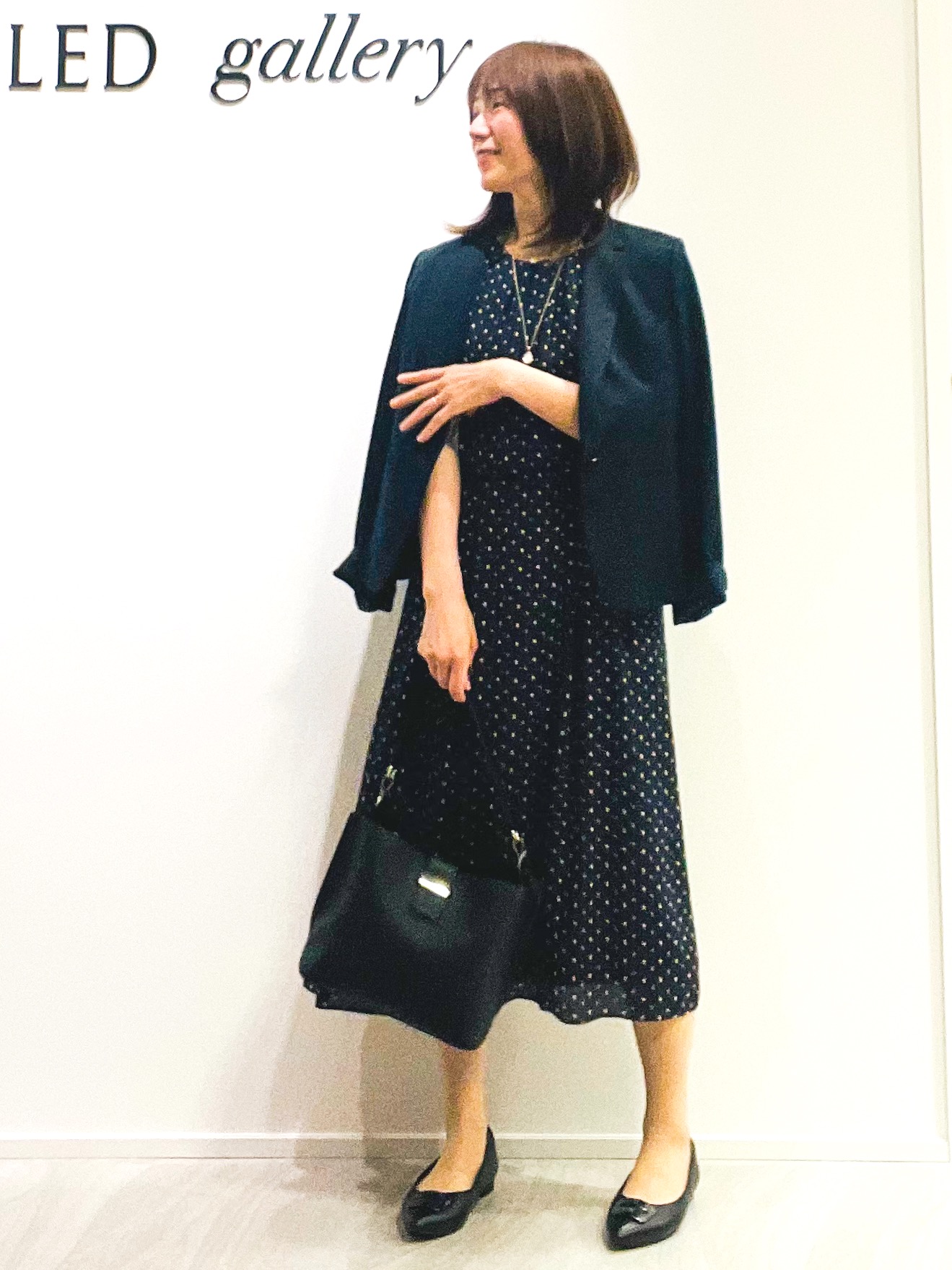 めいさんの「UNTITLED｜小紋柄ジョーゼットワンピース」を使ったコーディネート