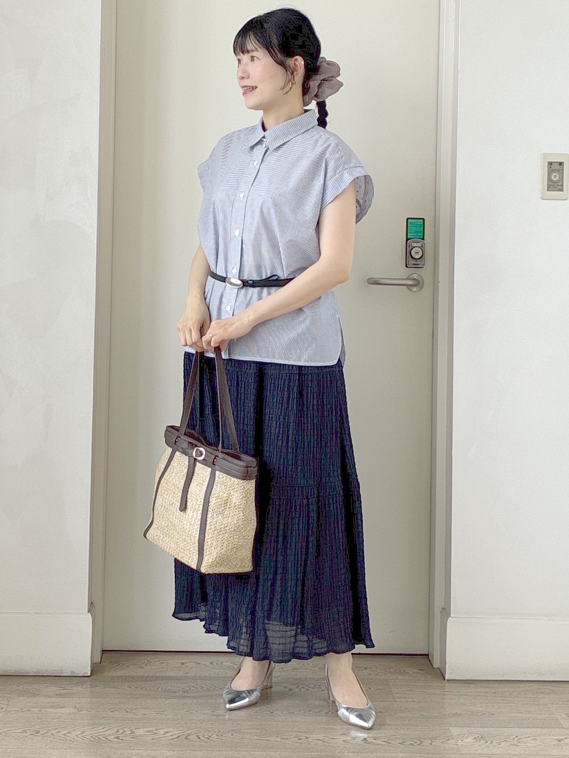  beni_gingerさんの「Reflect｜【接触冷感】フレンチスリーブシャツブラウス」を使ったコーディネート