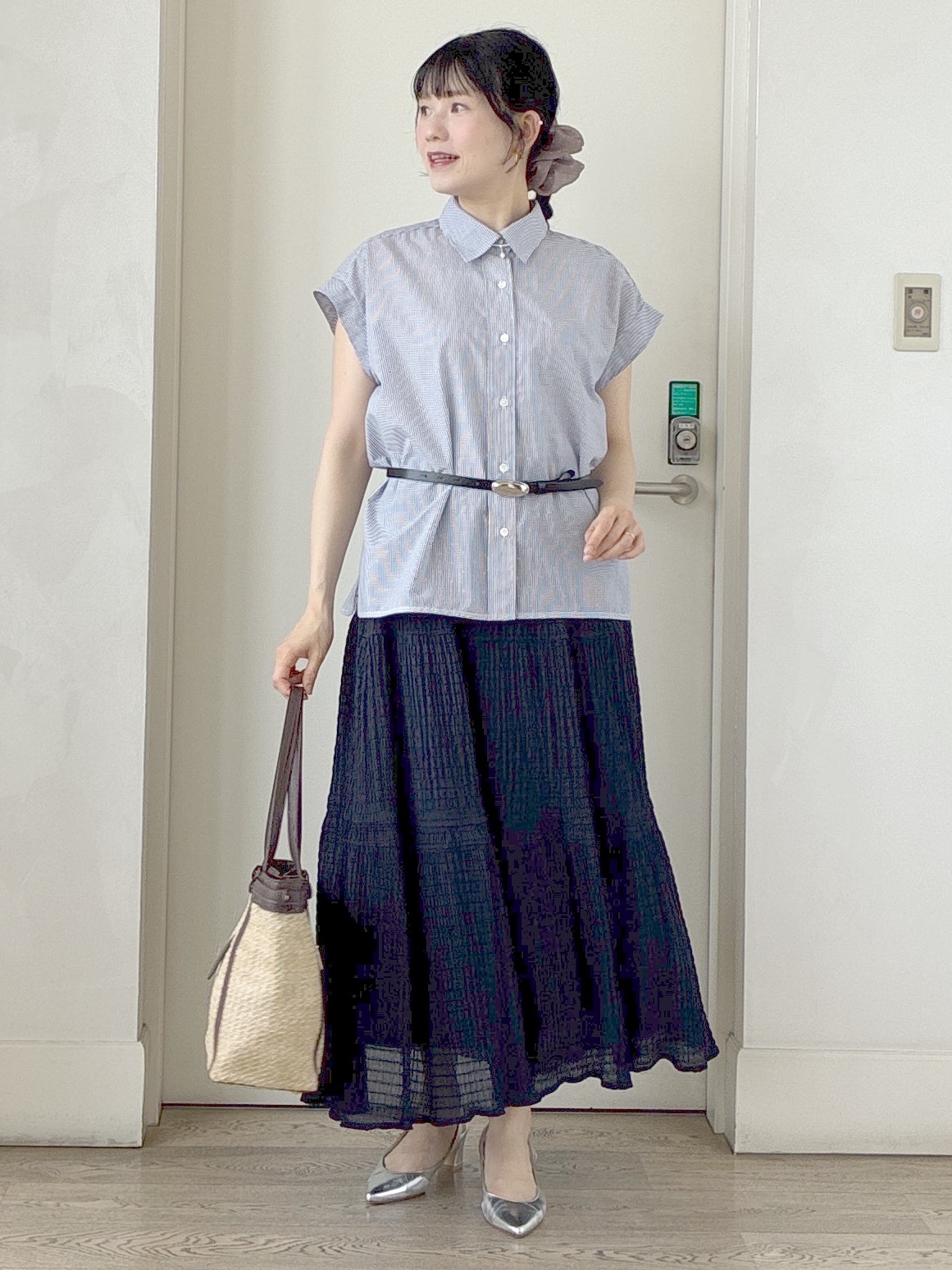  beni_gingerさんの「Reflect｜【接触冷感】フレンチスリーブシャツブラウス」を使ったコーディネート
