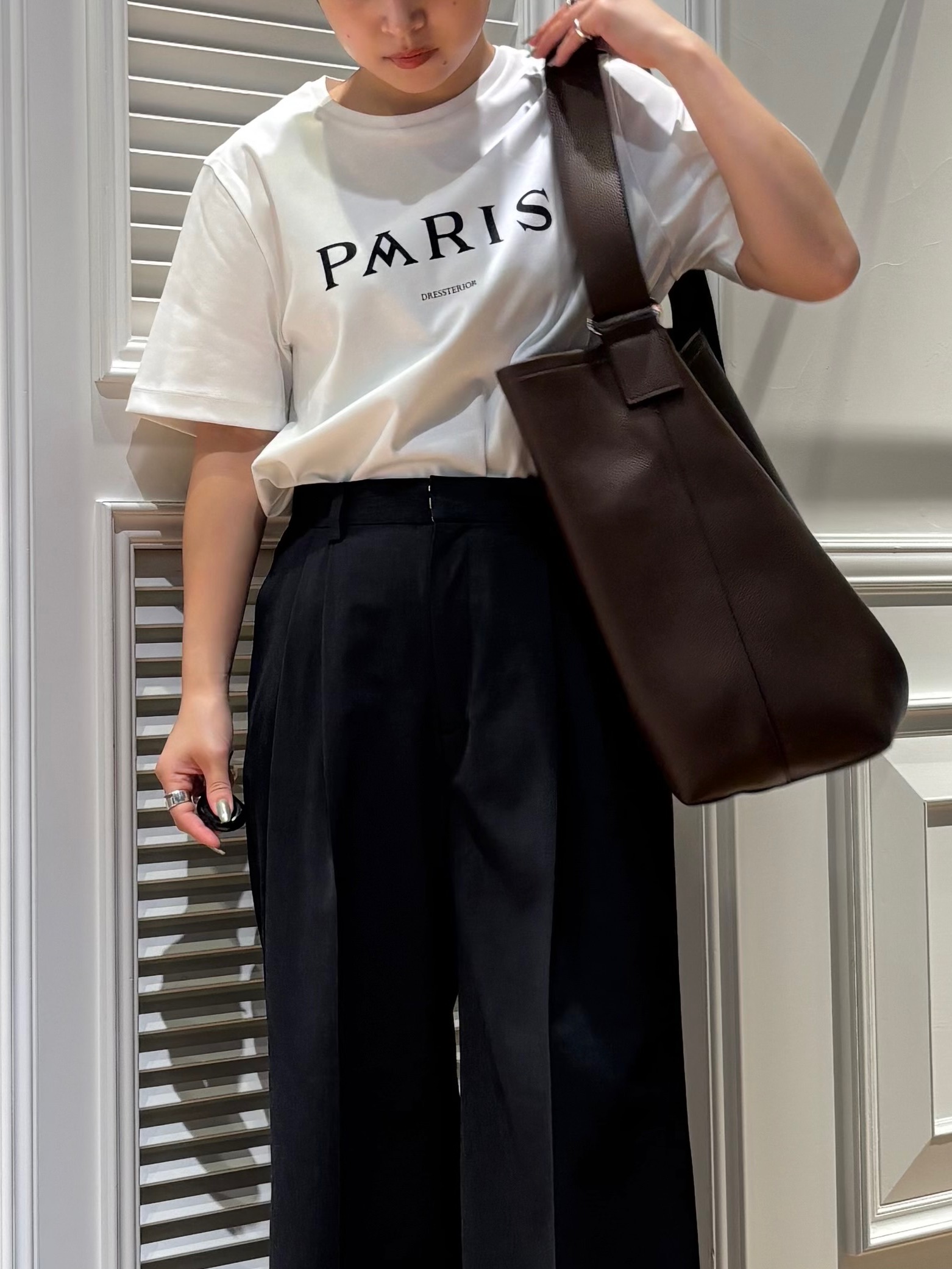 Mgmさんの「DRESSTERIOR｜【接触冷感／抗菌防臭／消臭】アイスクリアコットン PARIS Tシャツ」を使ったコーディネート