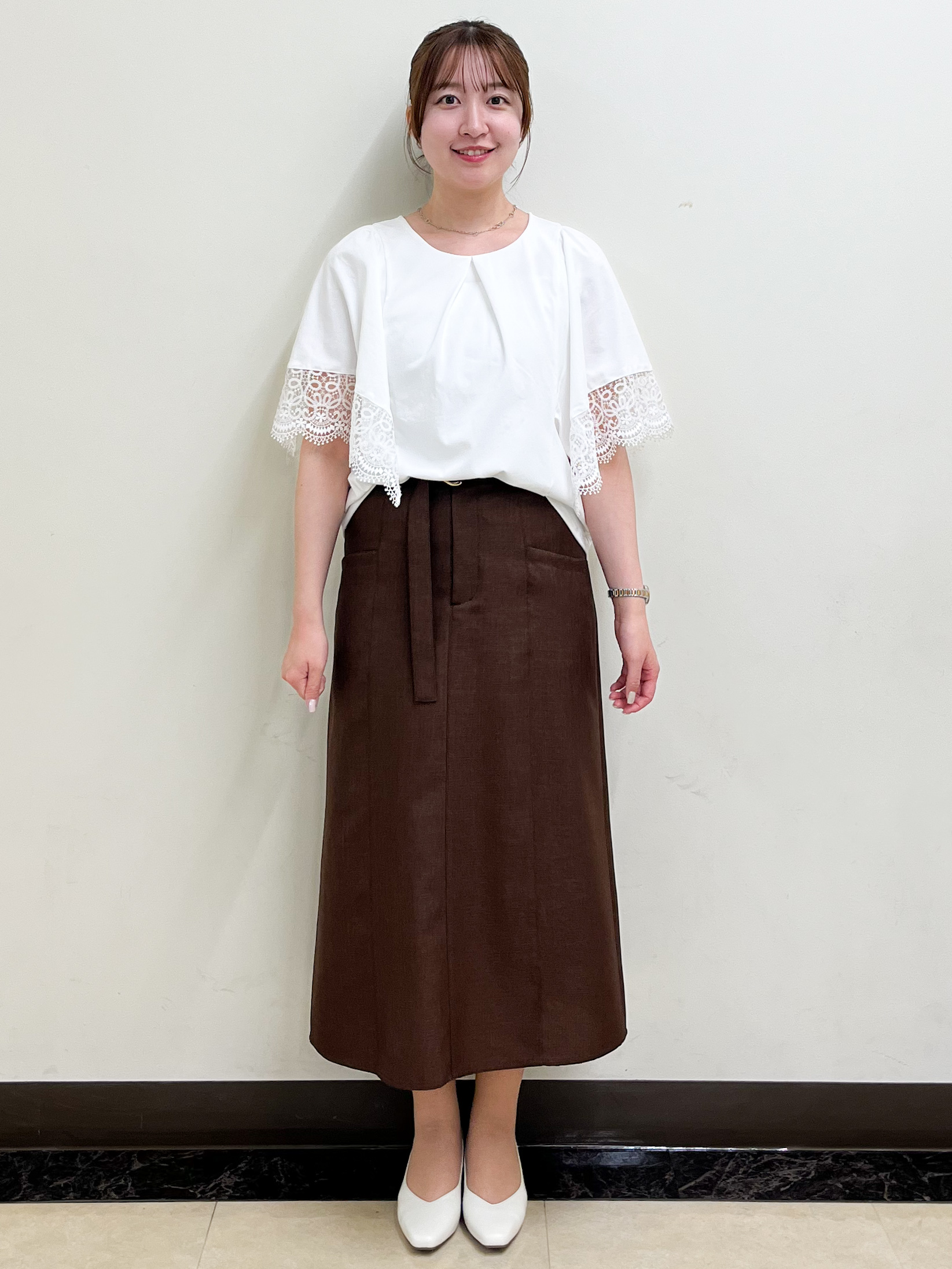 mikikoさんの「Reflect｜【UVカット／接触冷感】レーススリーブジャージカットソー」を使ったコーディネート