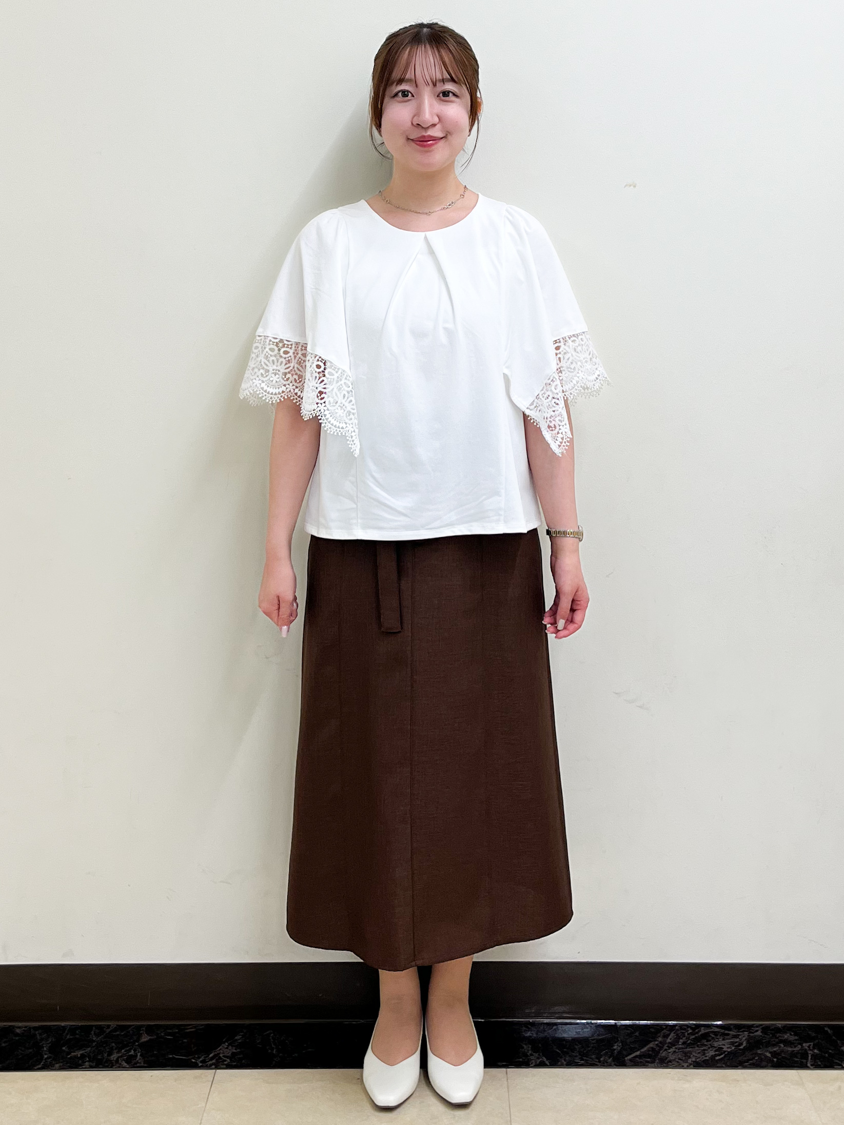 mikikoさんの「Reflect｜【UVカット／接触冷感】レーススリーブジャージカットソー」を使ったコーディネート