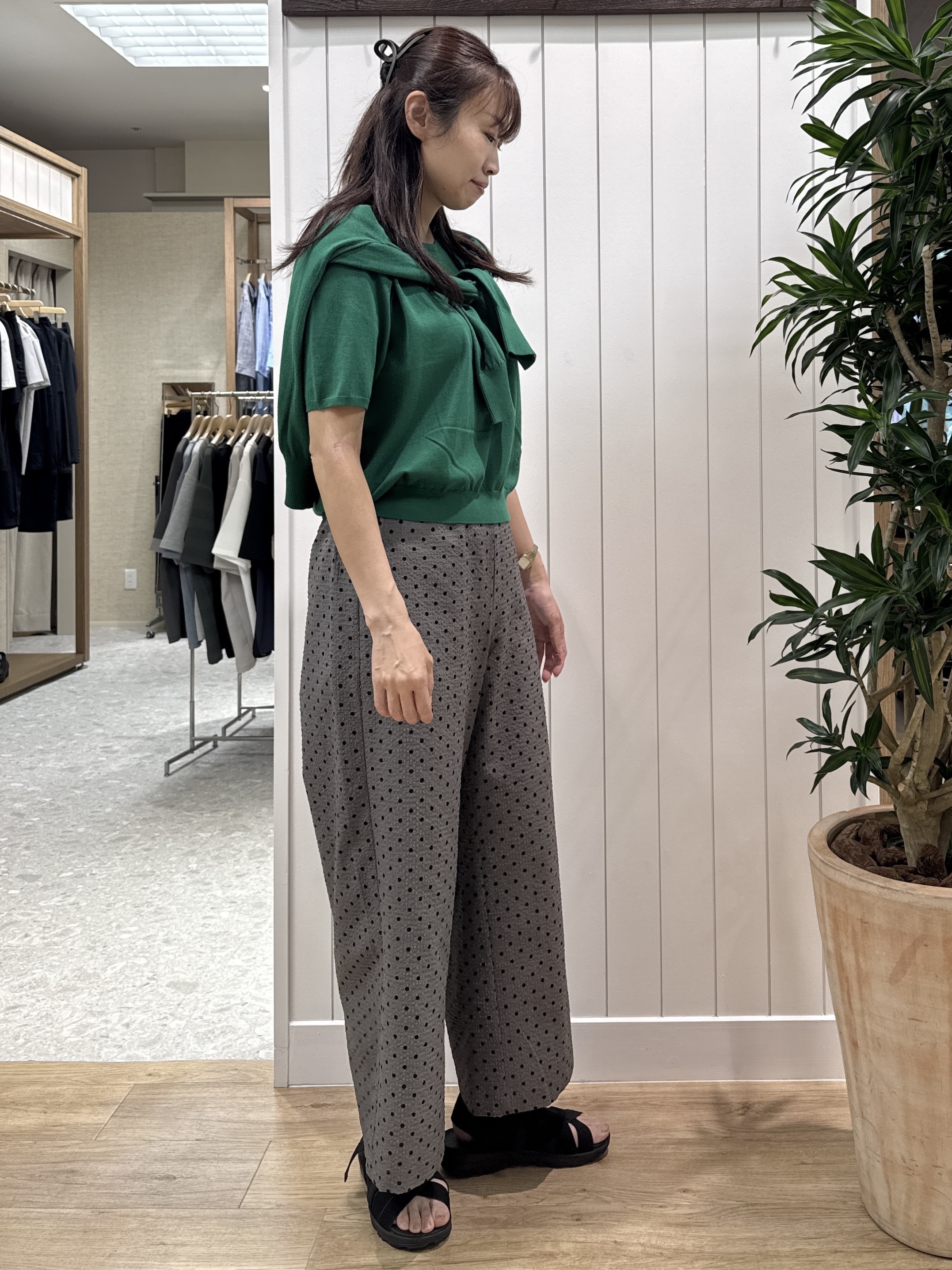 Junさんの「Dessin｜【9色展開/接触冷感/UVカット】ドライタッチサマーニットT」を使ったコーディネート