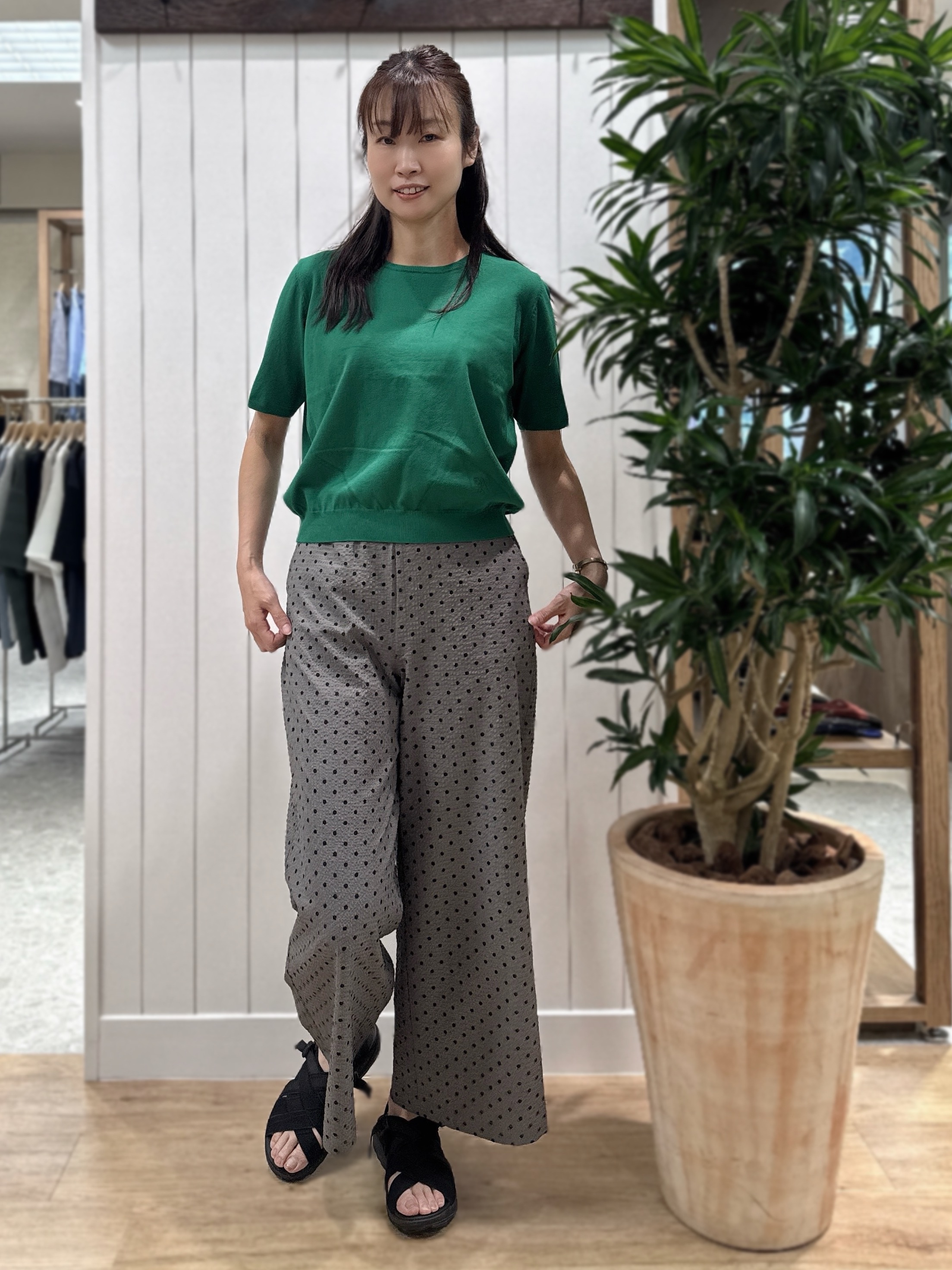 Junさんの「Dessin｜【9色展開/接触冷感/UVカット】ドライタッチサマーニットT」を使ったコーディネート