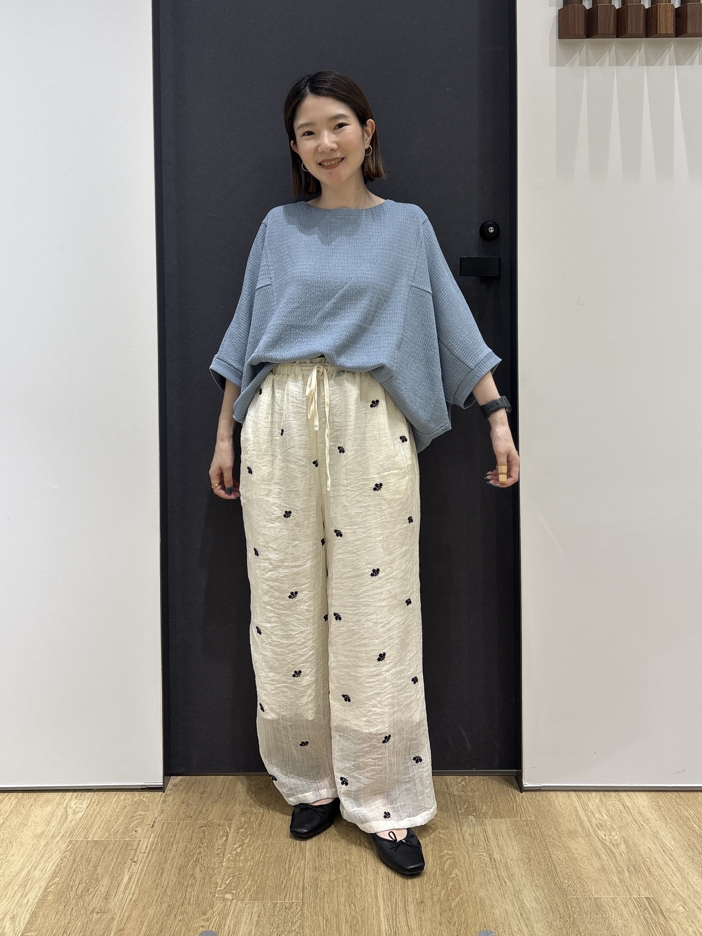 risaさんの「Dessin｜シュリンクジャージ カットソー」を使ったコーディネート