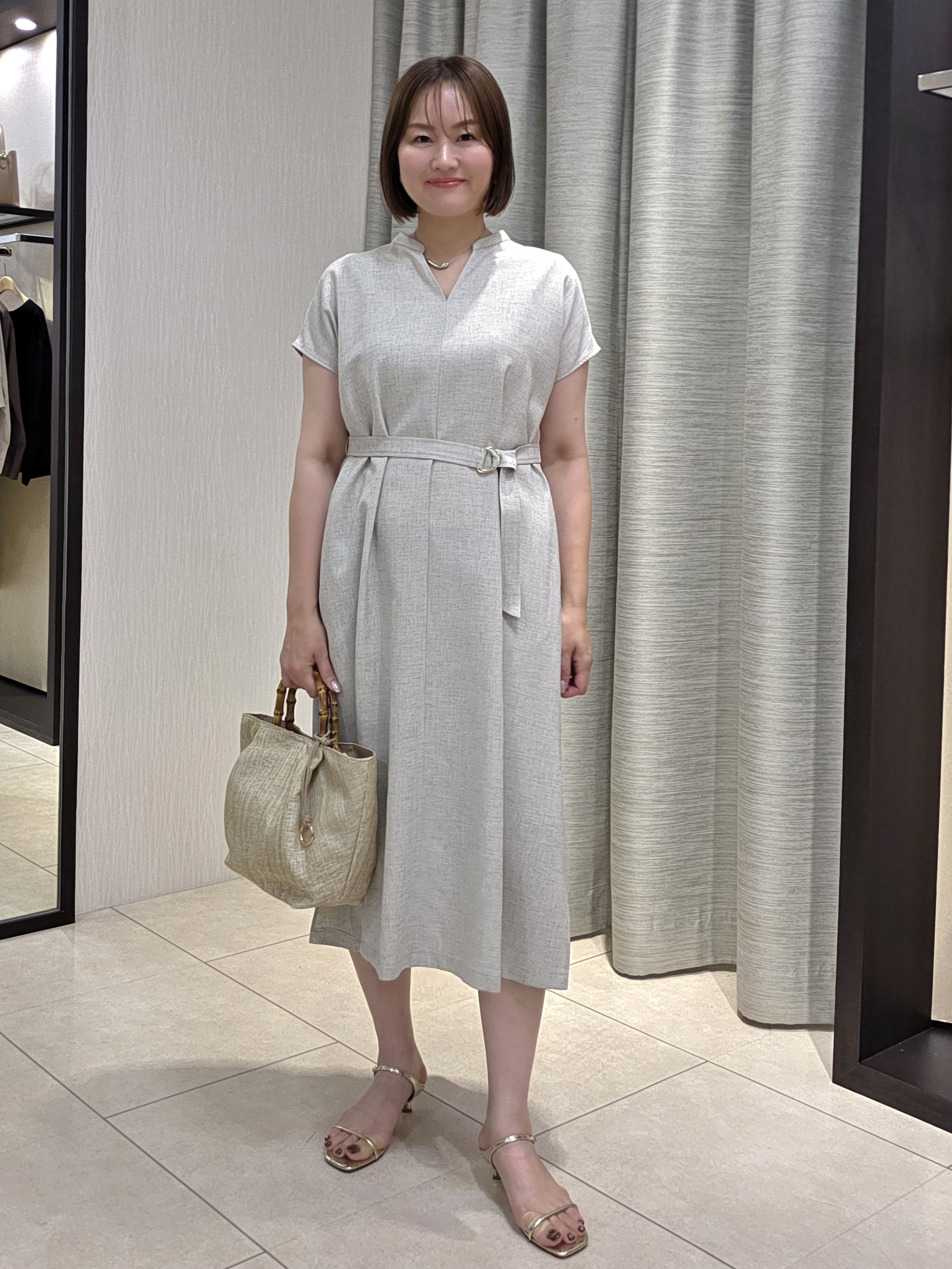 naokoさんの「UNTITLED｜【UV/接触冷感/遮熱/通気性】スラブバンドカラーワンピース」を使ったコーディネート