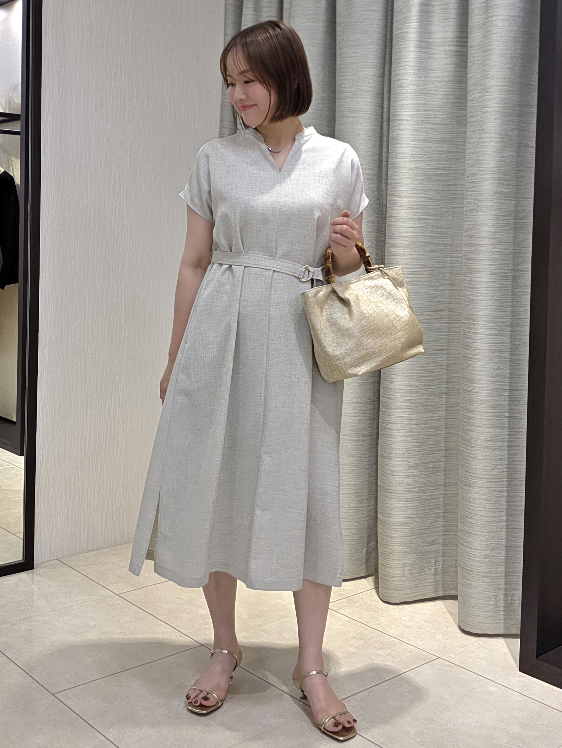 naokoさんの「UNTITLED｜【UV/接触冷感/遮熱/通気性】スラブバンドカラーワンピース」を使ったコーディネート