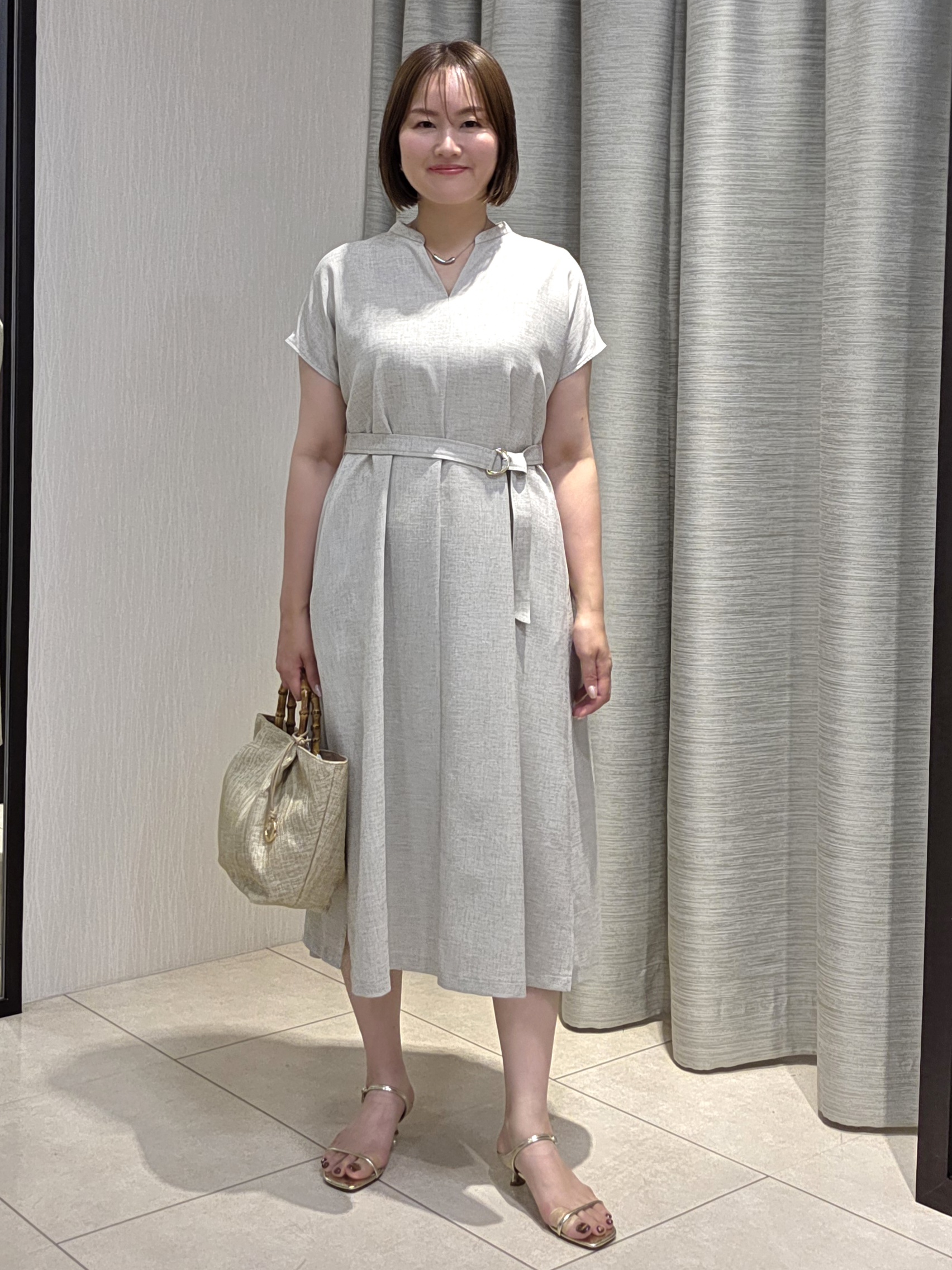 naokoさんの「UNTITLED｜【UV/接触冷感/遮熱/通気性】スラブバンドカラーワンピース」を使ったコーディネート