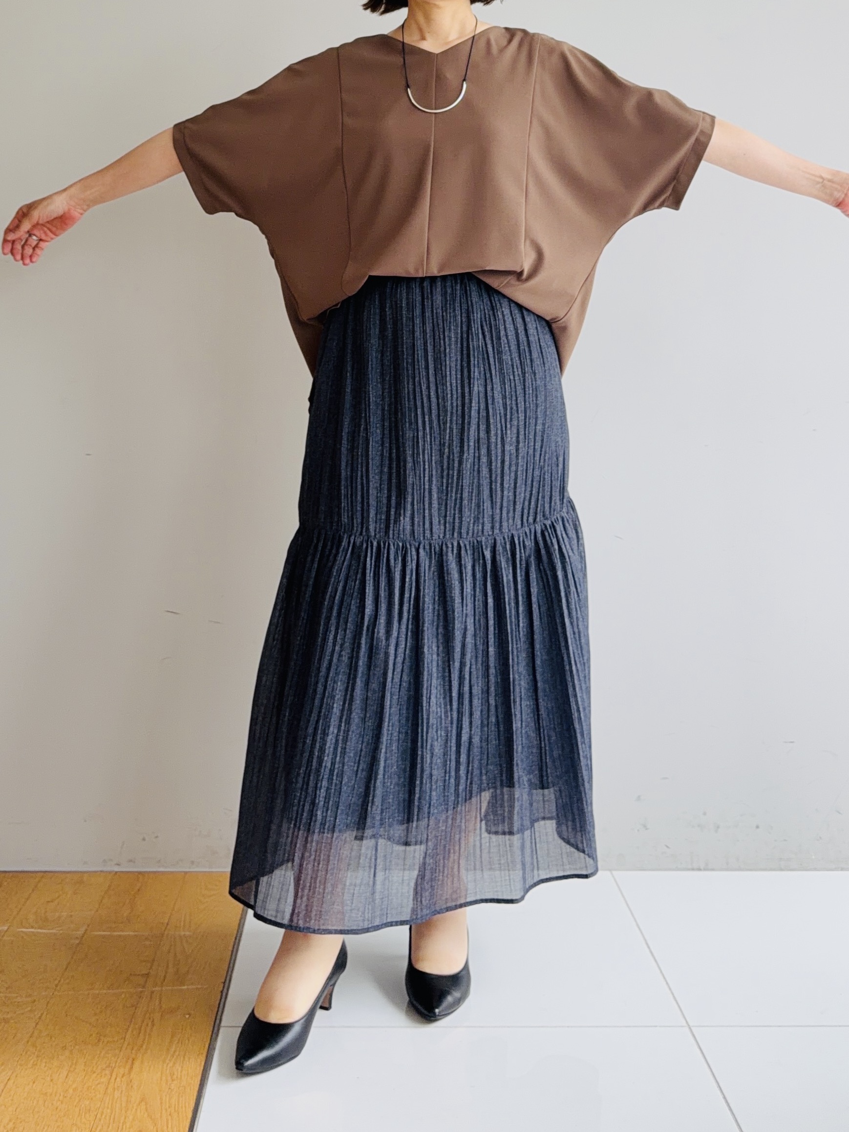 murayamaさんの「INDIVI｜【着る日傘】ドルマントップス」を使ったコーディネート