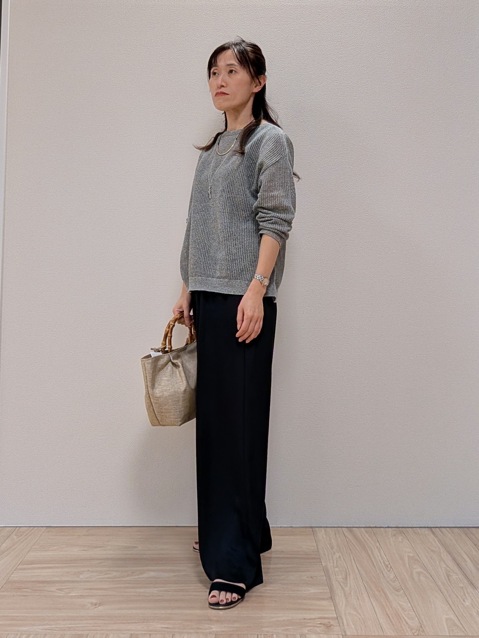 Rieさんの「UNTITLED｜シアーメッシュニット」を使ったコーディネート