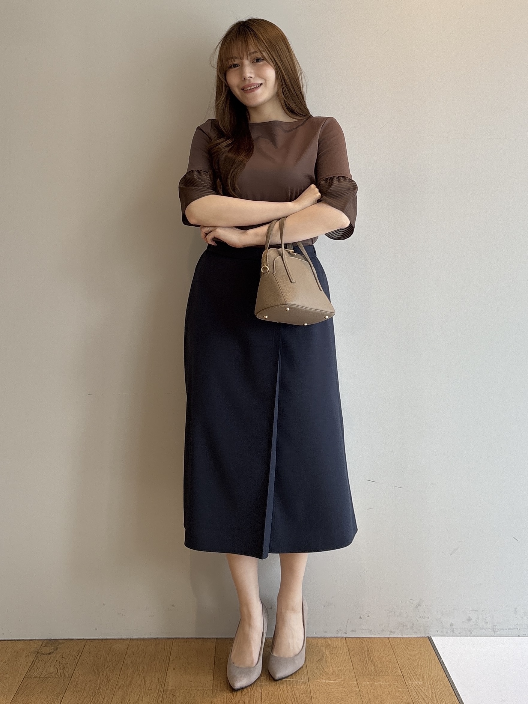 sayaさんの「COUP DE CHANCE｜【5分袖／日本製／接触冷感】異素材ドッキングカットソー」を使ったコーディネート