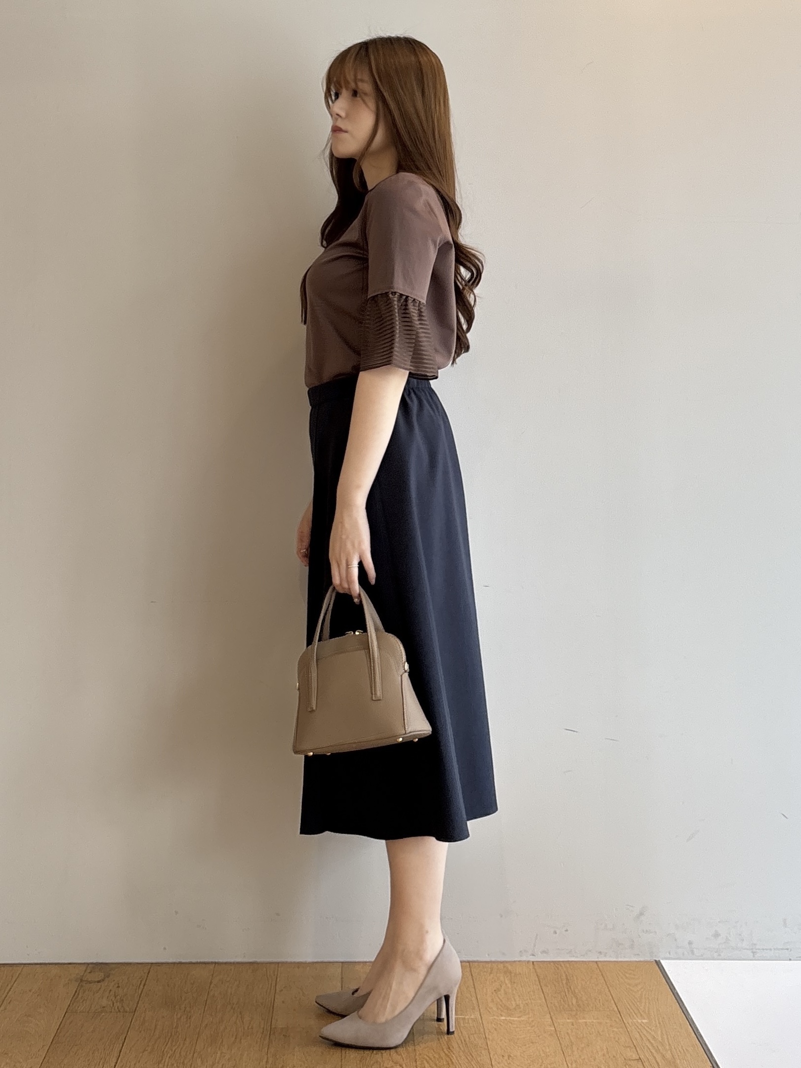 sayaさんの「COUP DE CHANCE｜【5分袖／日本製／接触冷感】異素材ドッキングカットソー」を使ったコーディネート