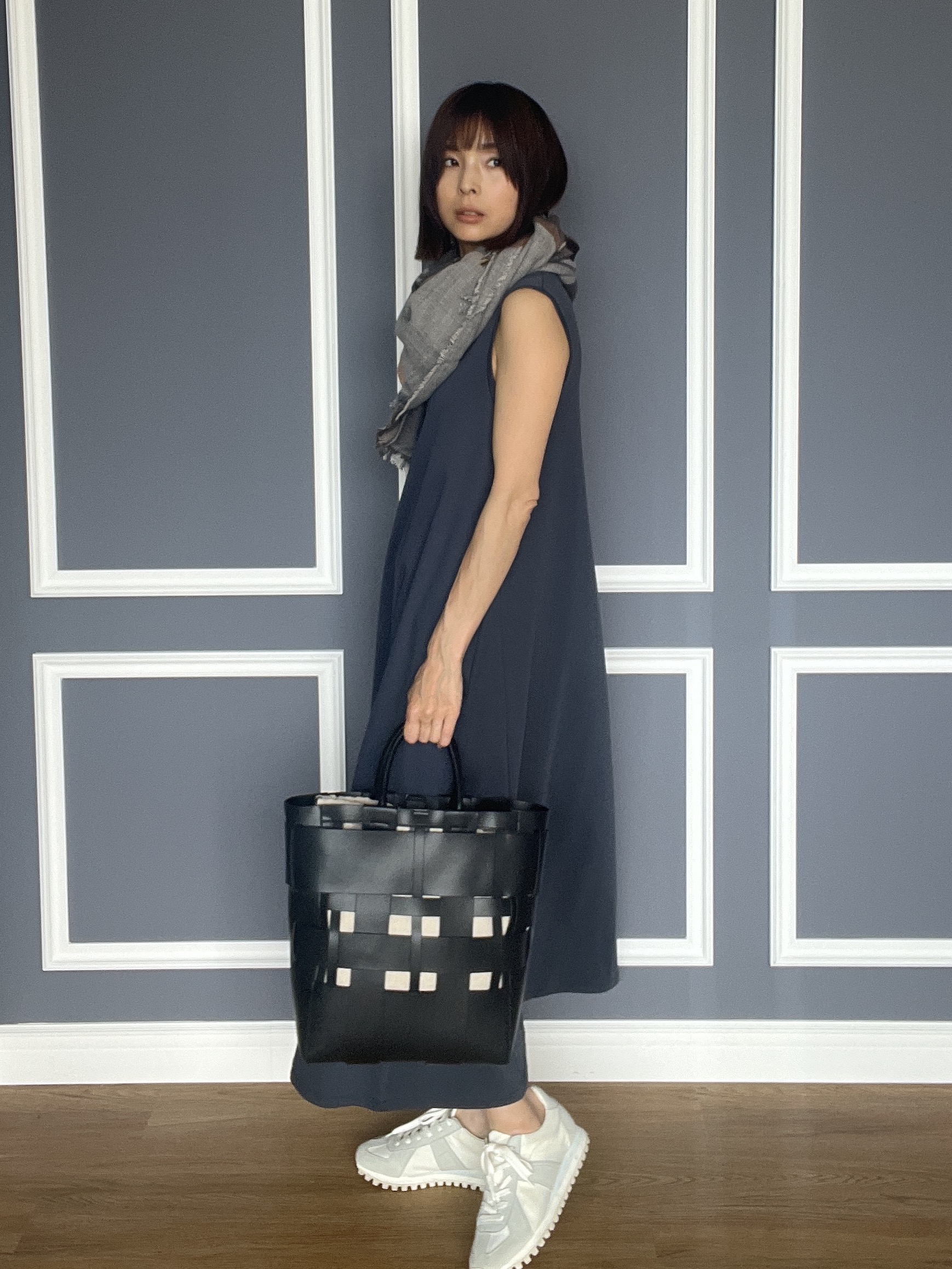 misaさんの「DRESSTERIOR｜【接触冷感／抗菌防臭／消臭/ウォッシャブル】アイスクリアコットン フレンチスリーブワンピース」を使ったコーディネート