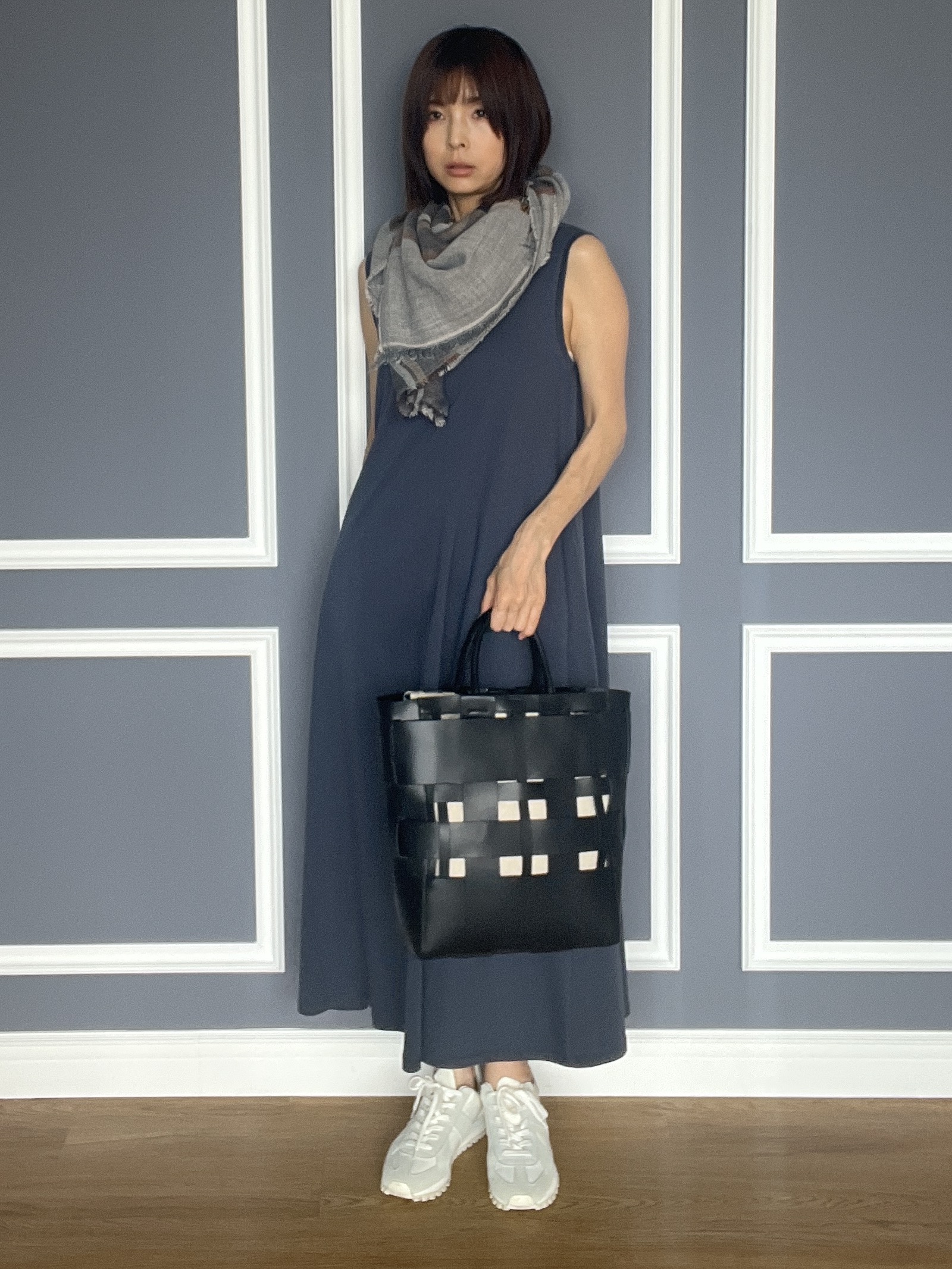 misaさんの「DRESSTERIOR｜【接触冷感／抗菌防臭／消臭/ウォッシャブル】アイスクリアコットン フレンチスリーブワンピース」を使ったコーディネート