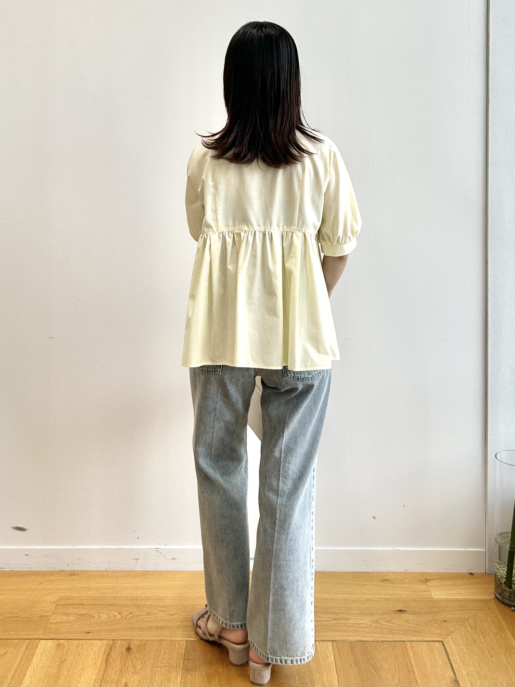 RINAさんの「index｜【防シワ】2wayボウタイペプラム5分袖ブラウス《洗濯機OK／イージーアイロン》」を使ったコーディネート